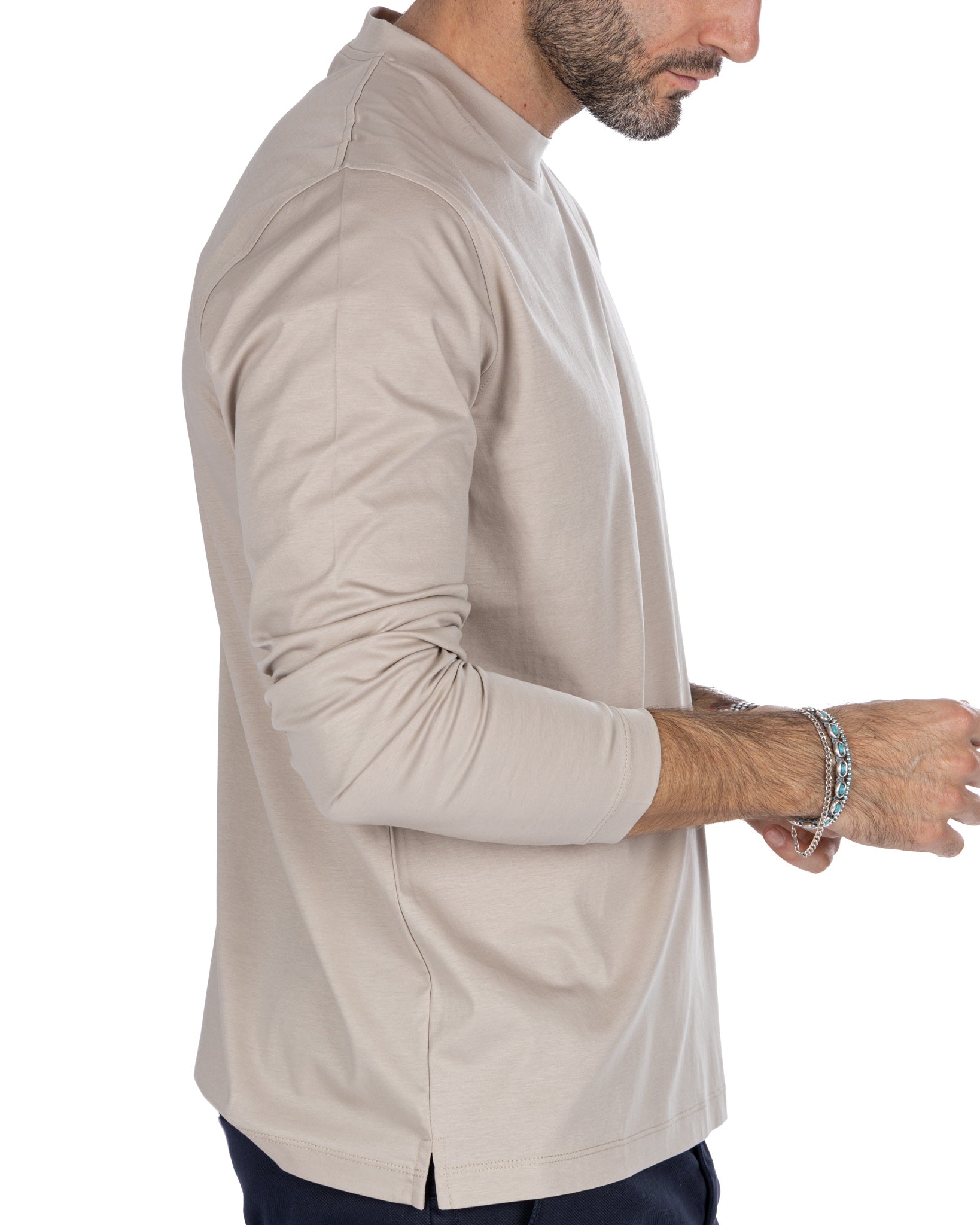 Nimega - t-shirt manica lunga beige in cotone