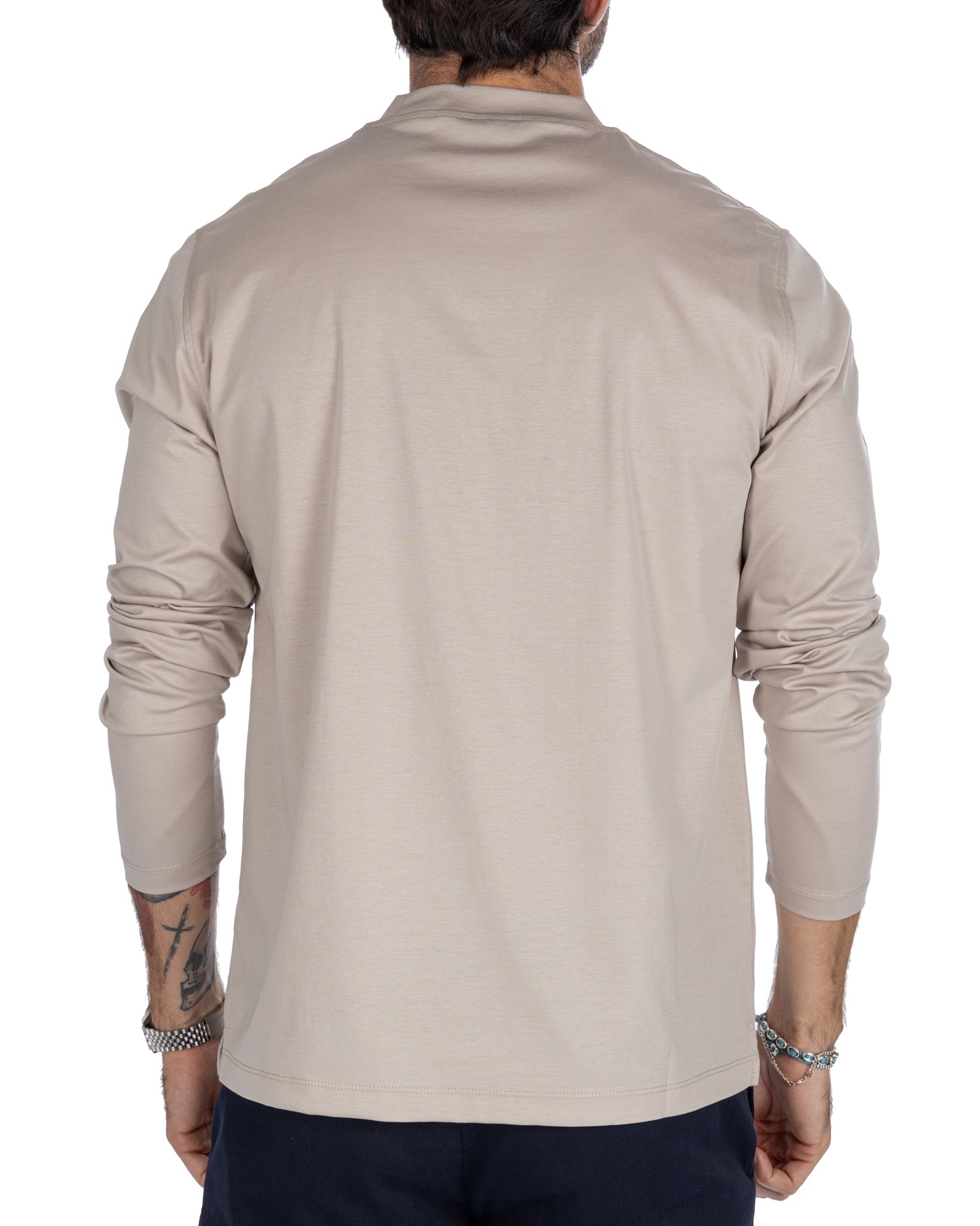 Nimega - t-shirt manica lunga beige in cotone