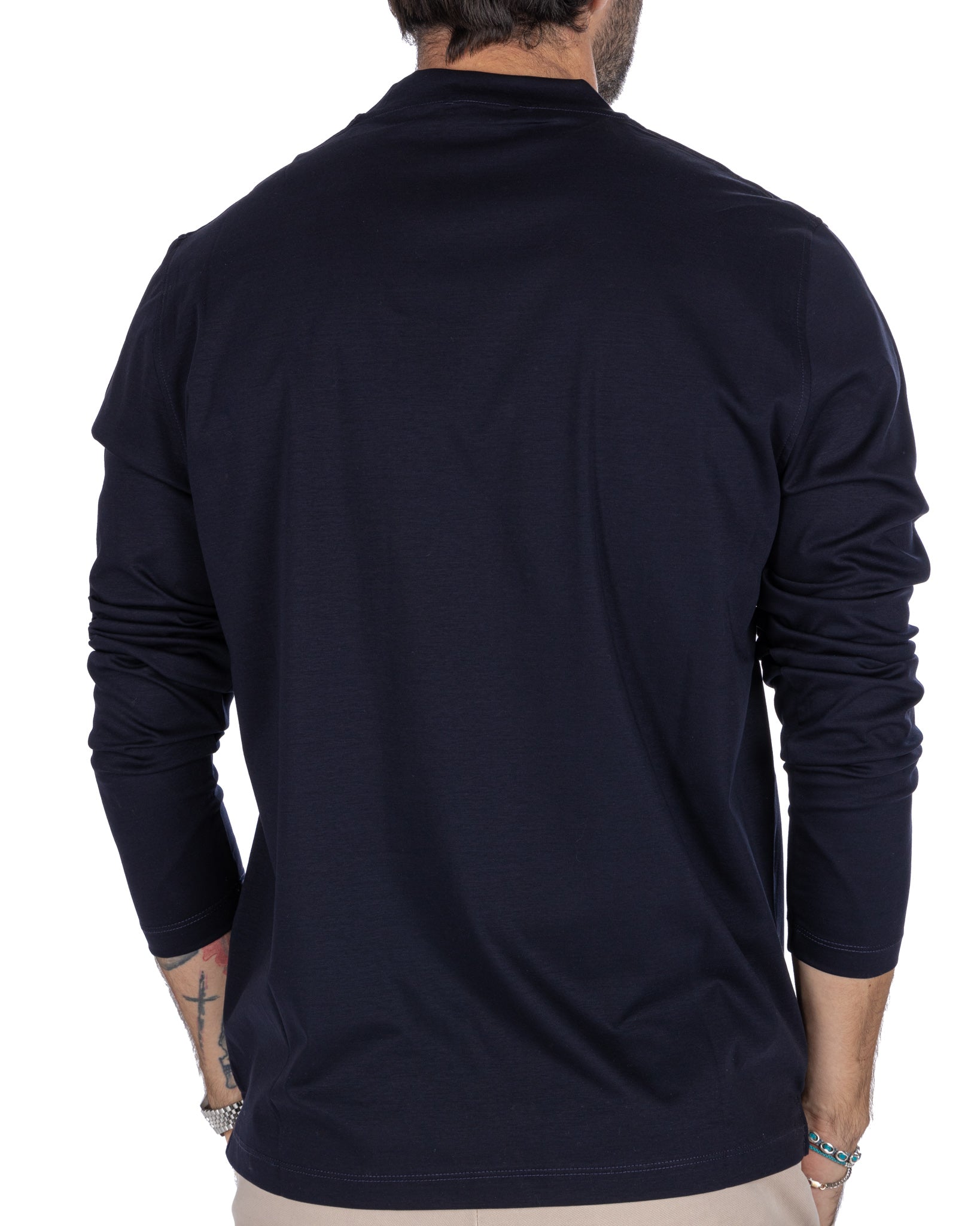 Nimega - blue long sleeve cotton t-shirt