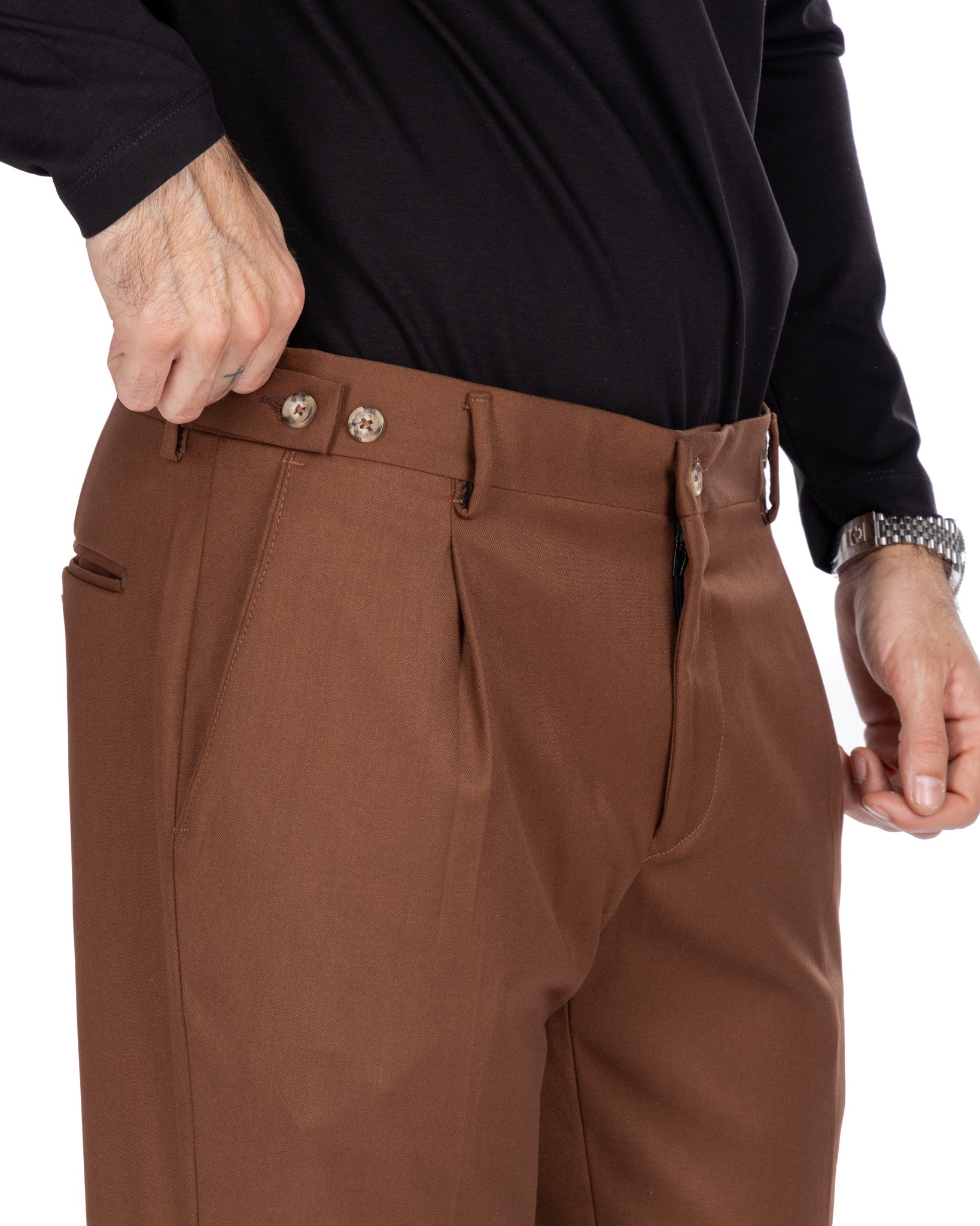 Fasano - pantalone con pince tabacco