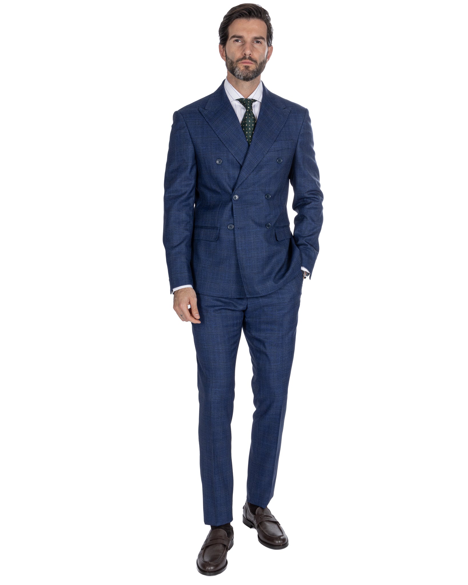 Vinh - blue square double-breasted suit