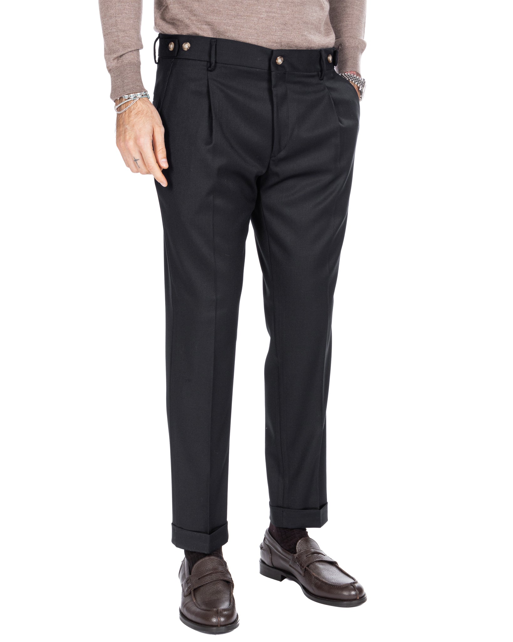 Fasano - black pleated trousers