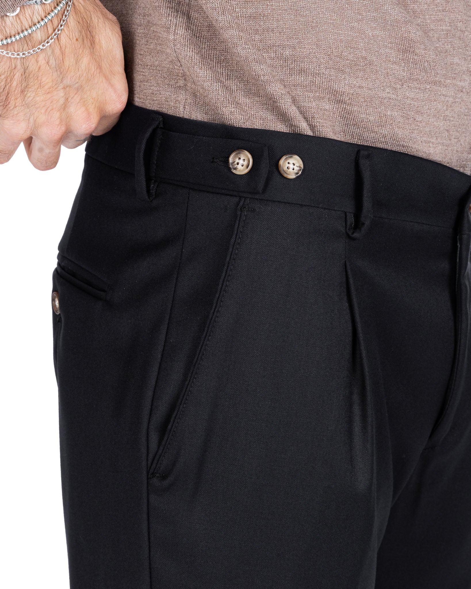 Fasano - pantalone con pince nero