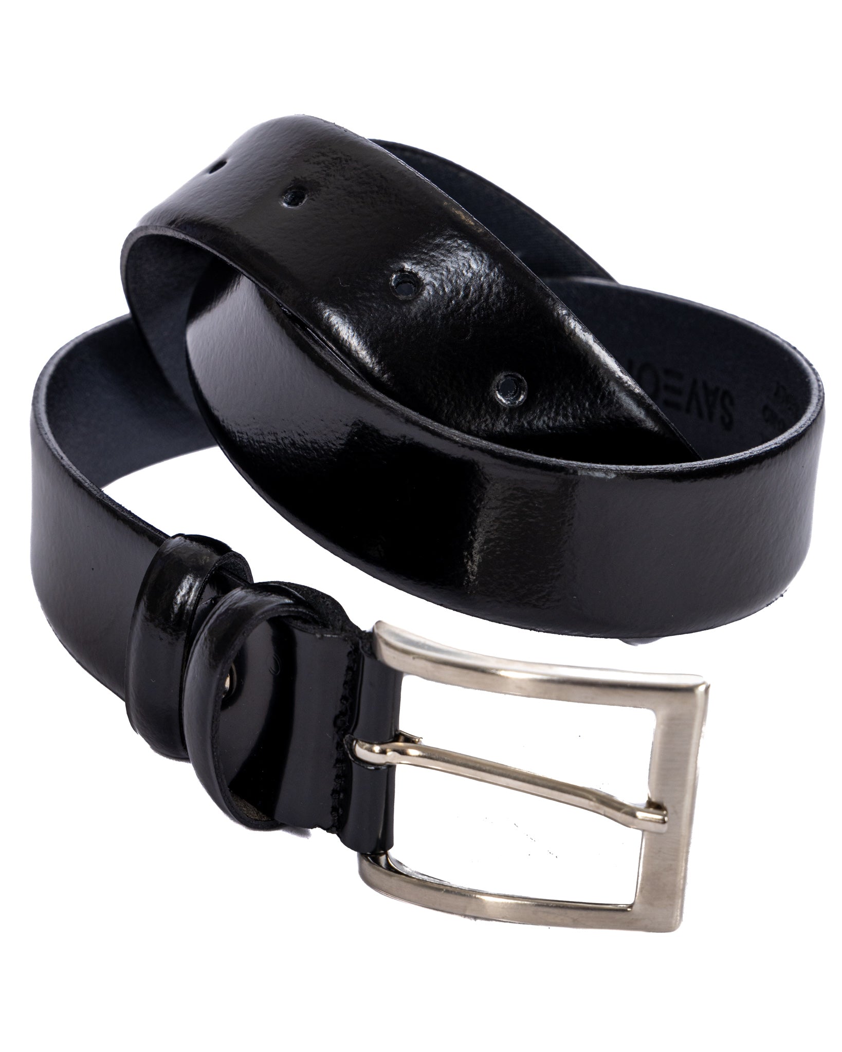 Anghiari - black semi-gloss leather belt