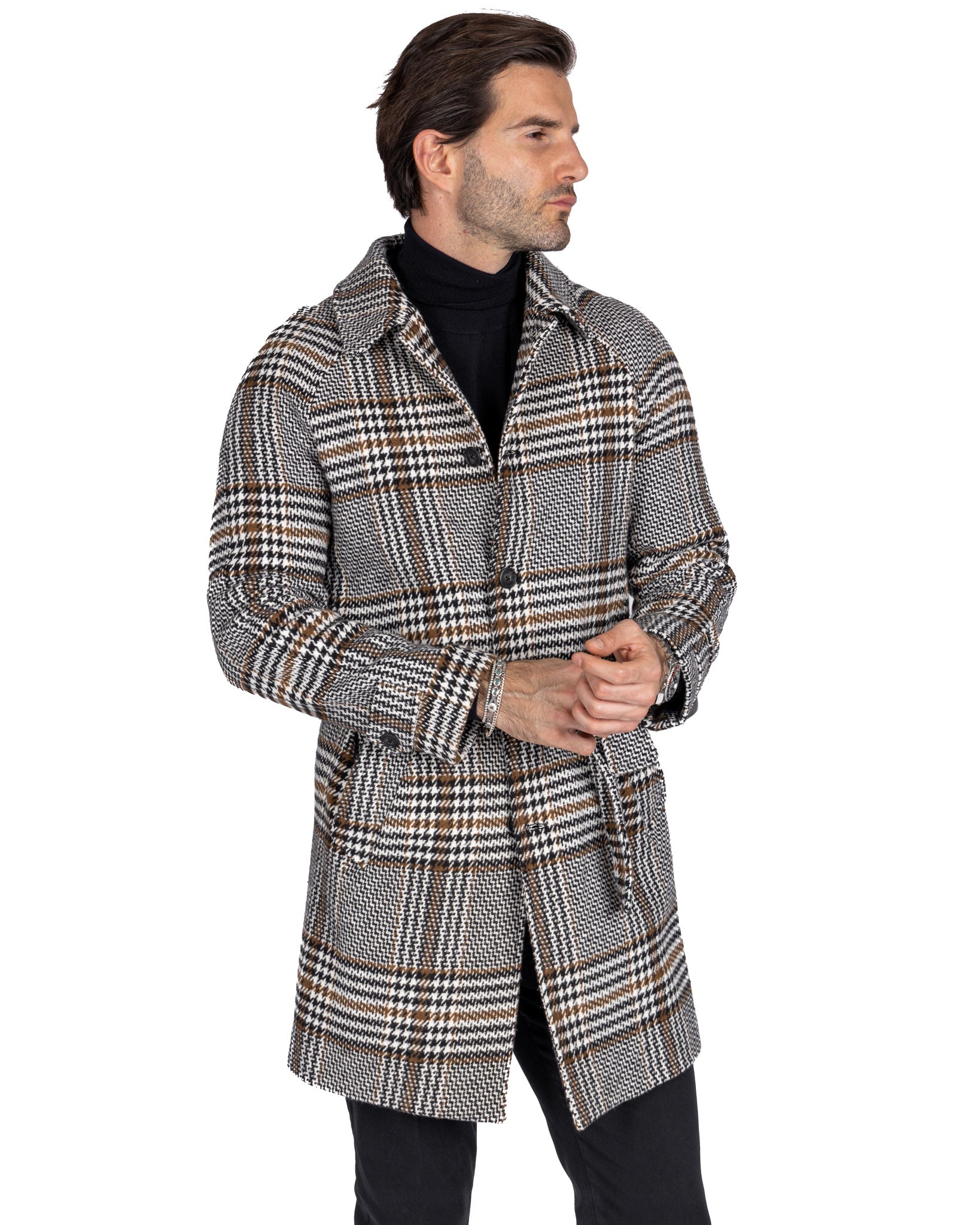 Mathieu - houndstooth dressing gown coat