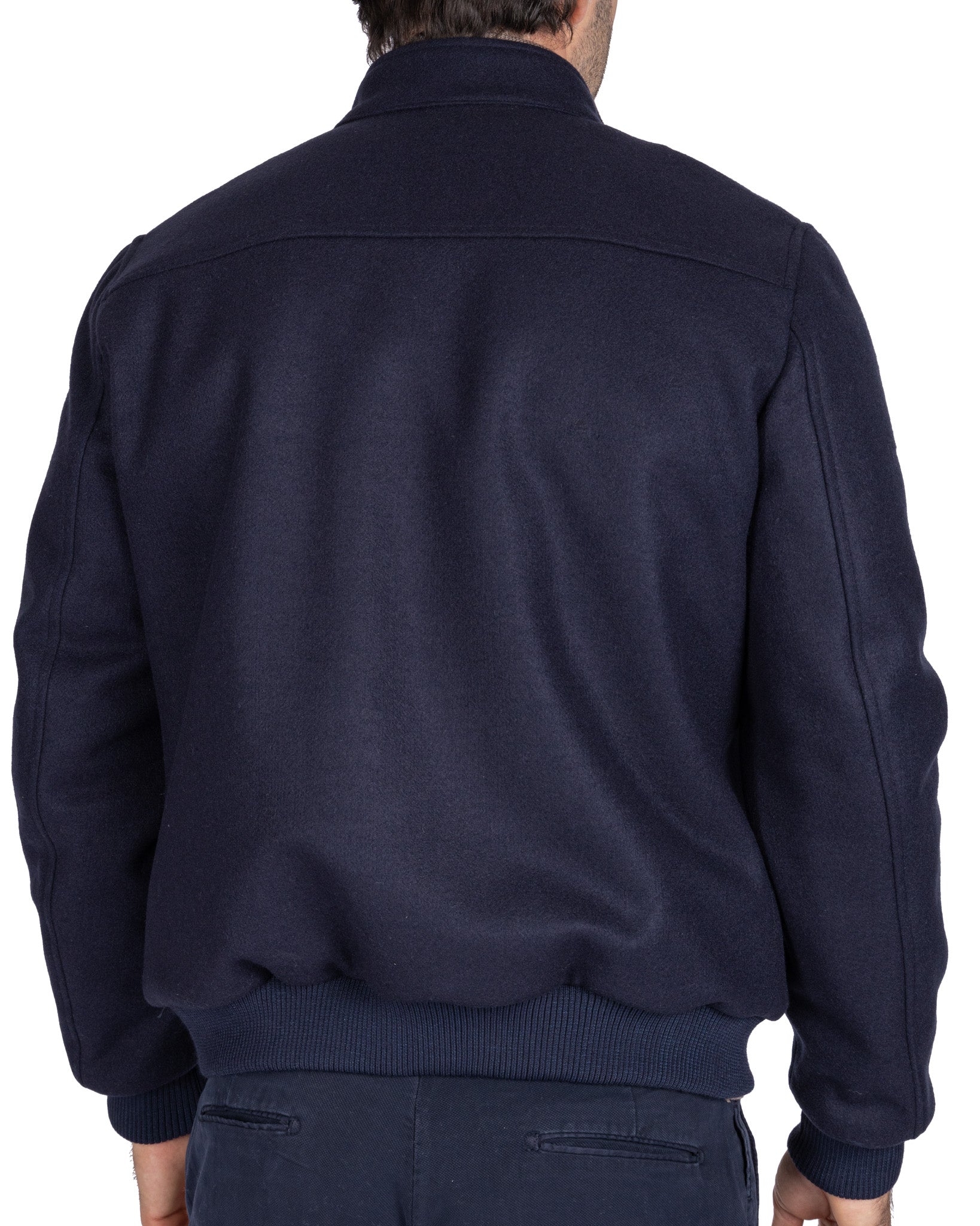 Ivo - bomber con zip in panno blu