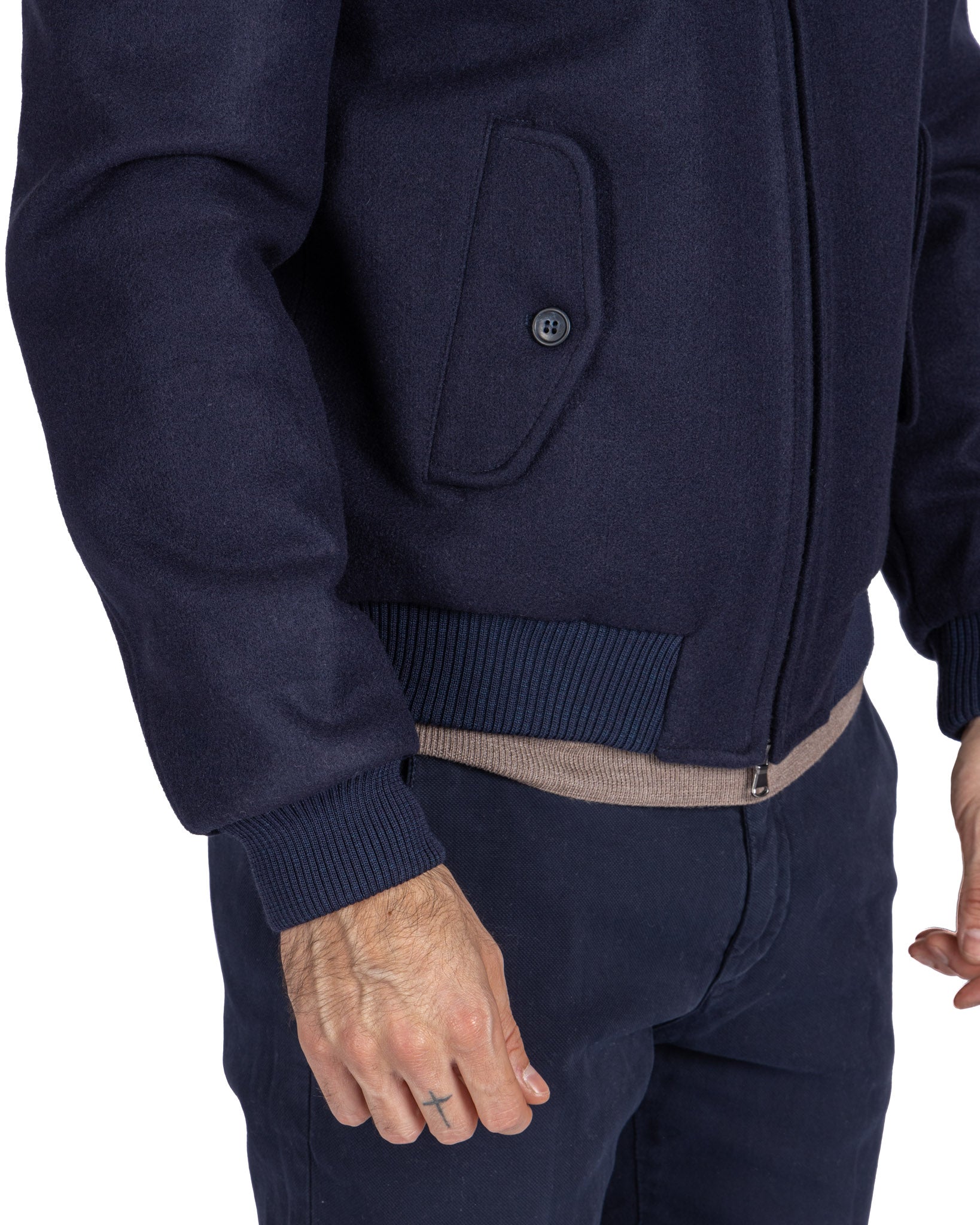 Ivo - bomber con zip in panno blu