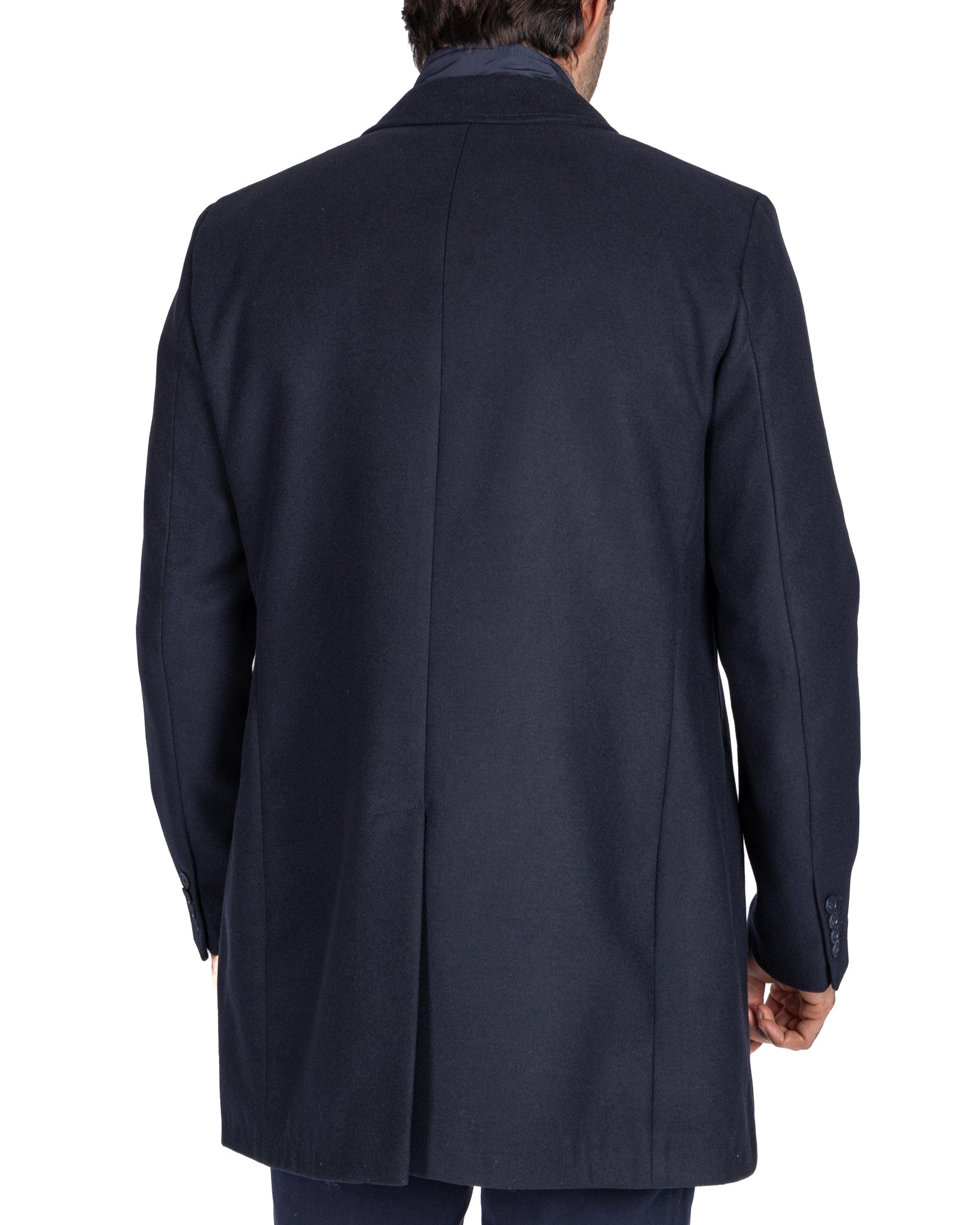 Silvain - cappotto monopetto con pettorina blu