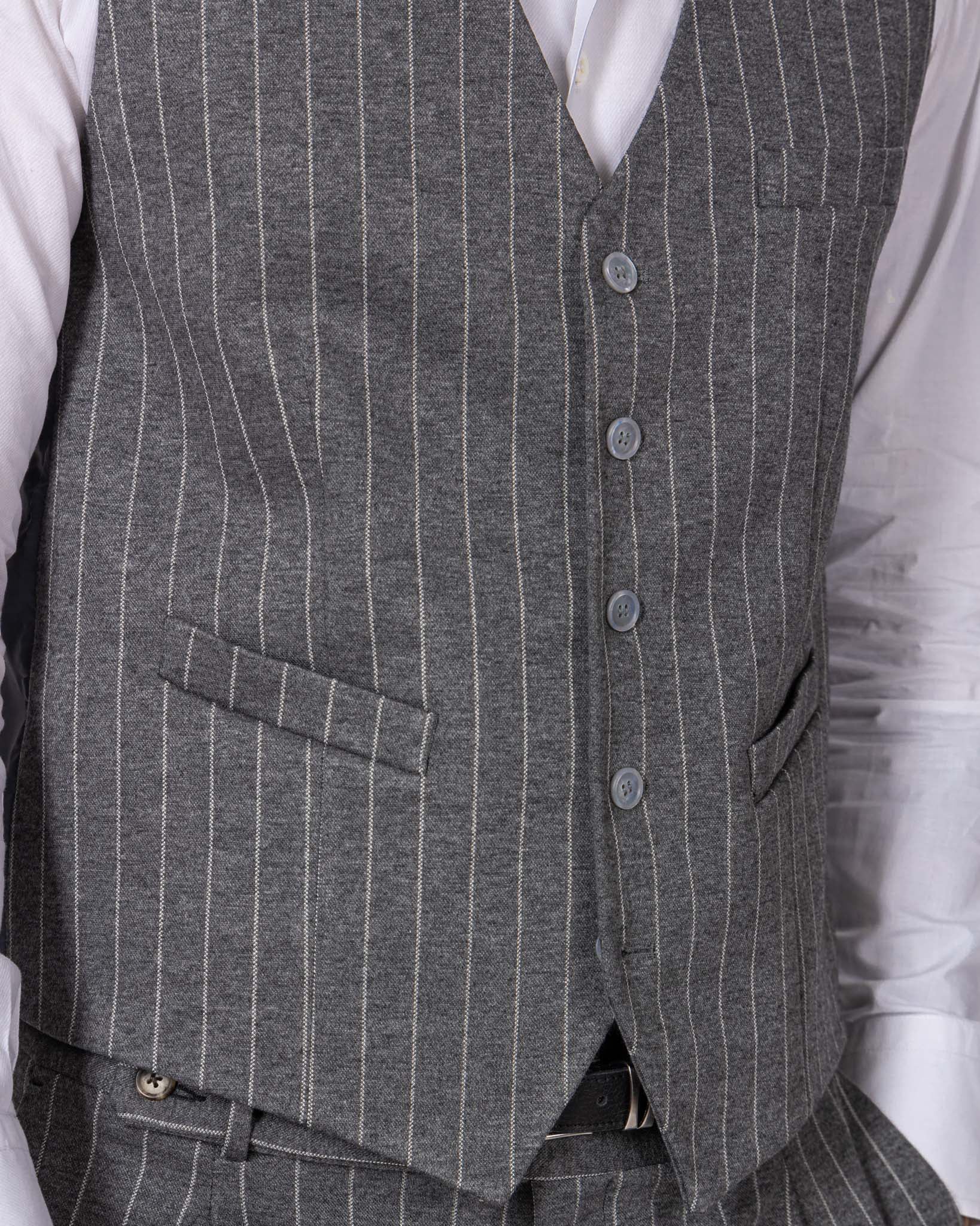 Renon - gray pinstriped single-breasted waistcoat