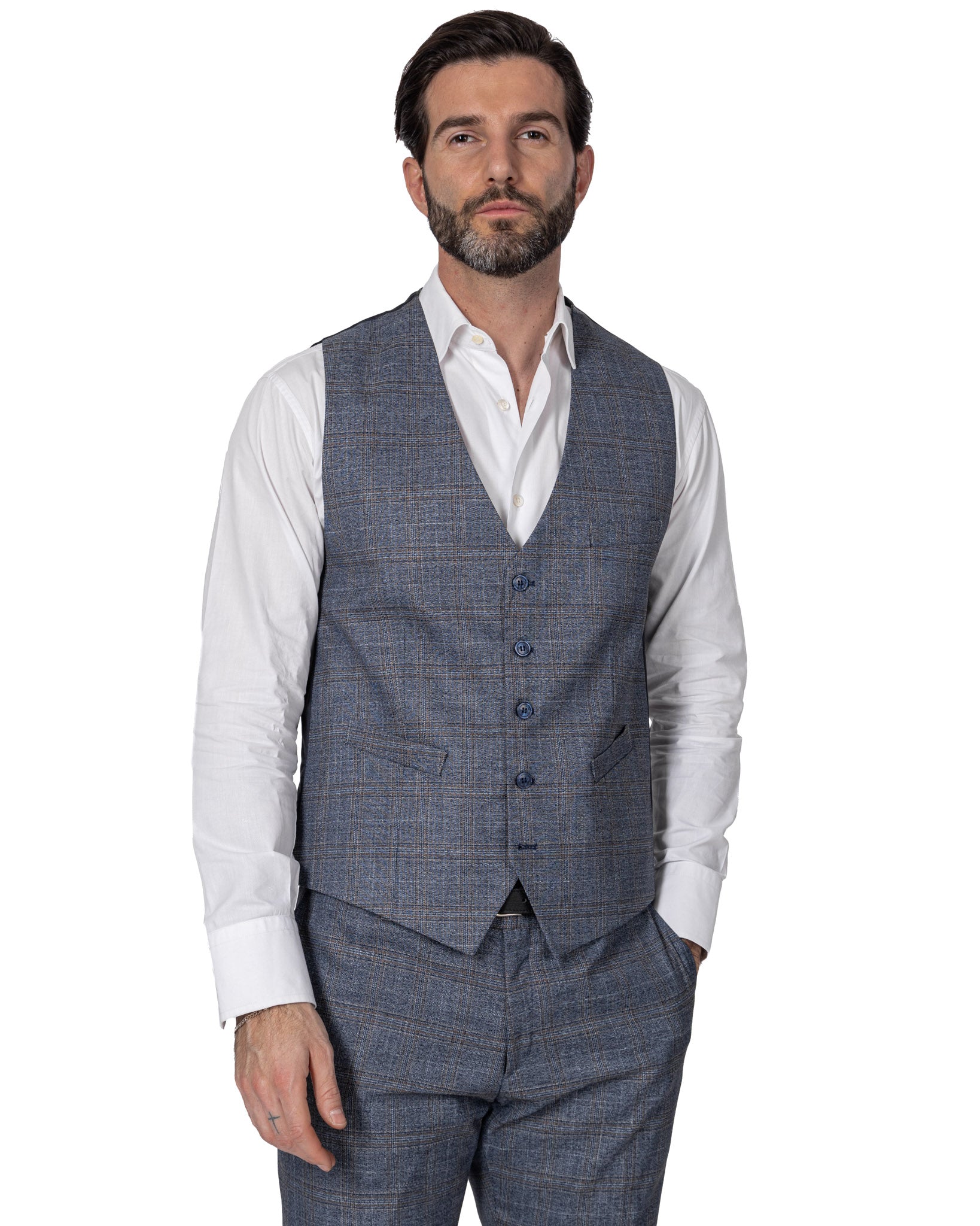 Senales - single-breasted square denim waistcoat