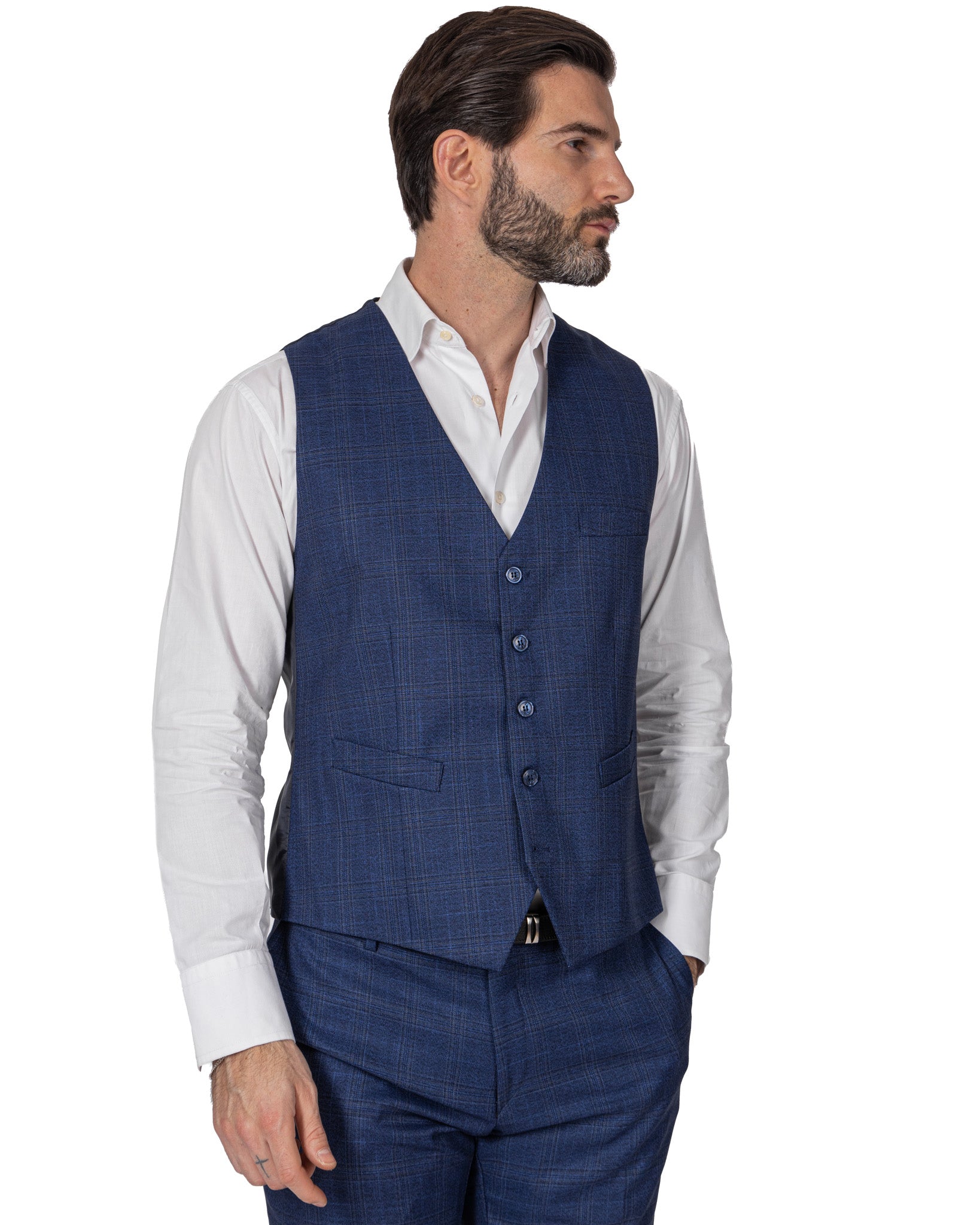 Senales - gilet droit carré bleu