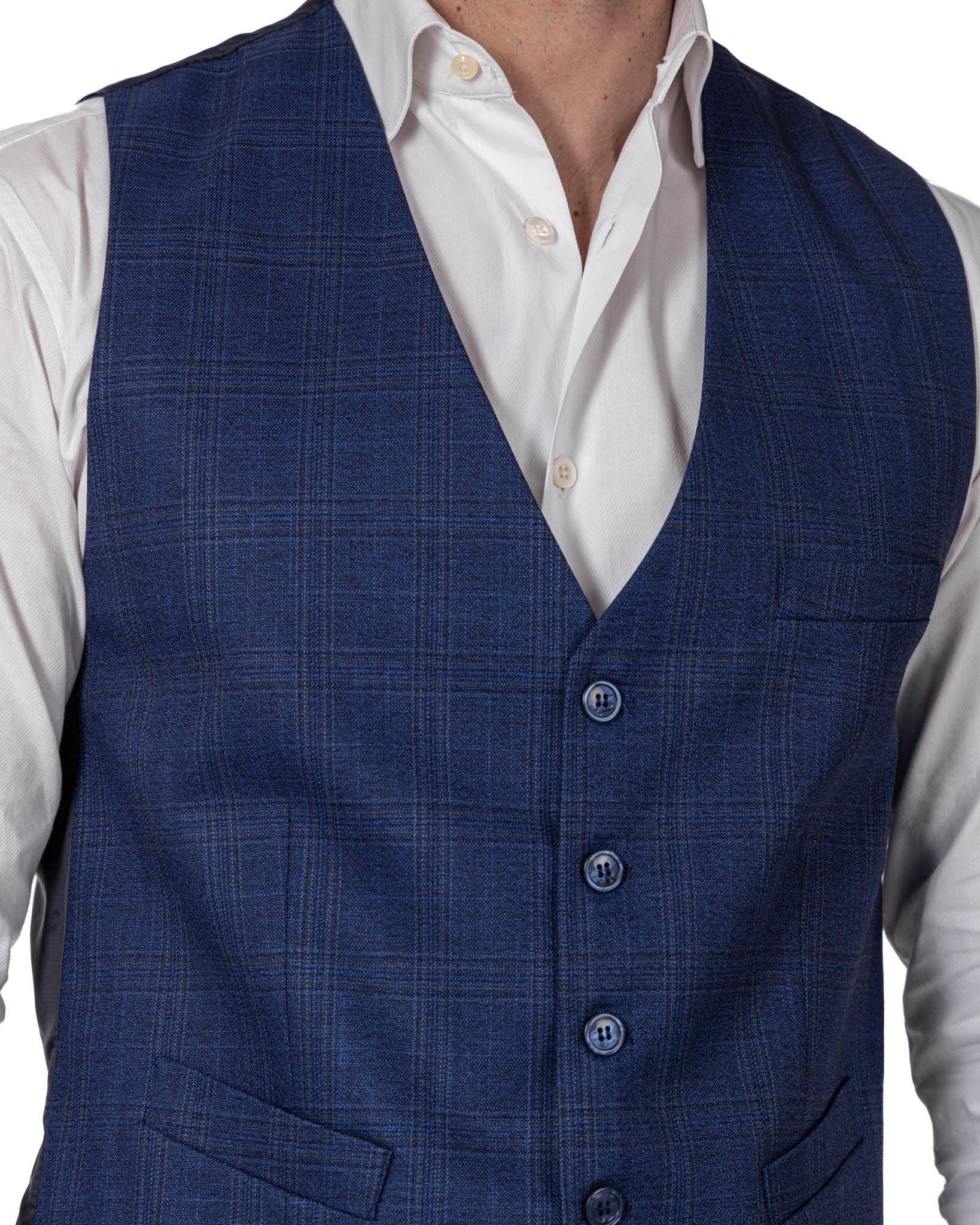 Senales - blue square single-breasted waistcoat