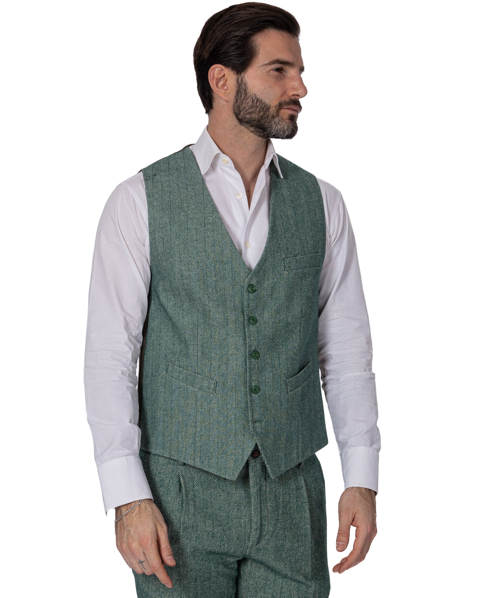 Laives - gilet monopetto spigato verde