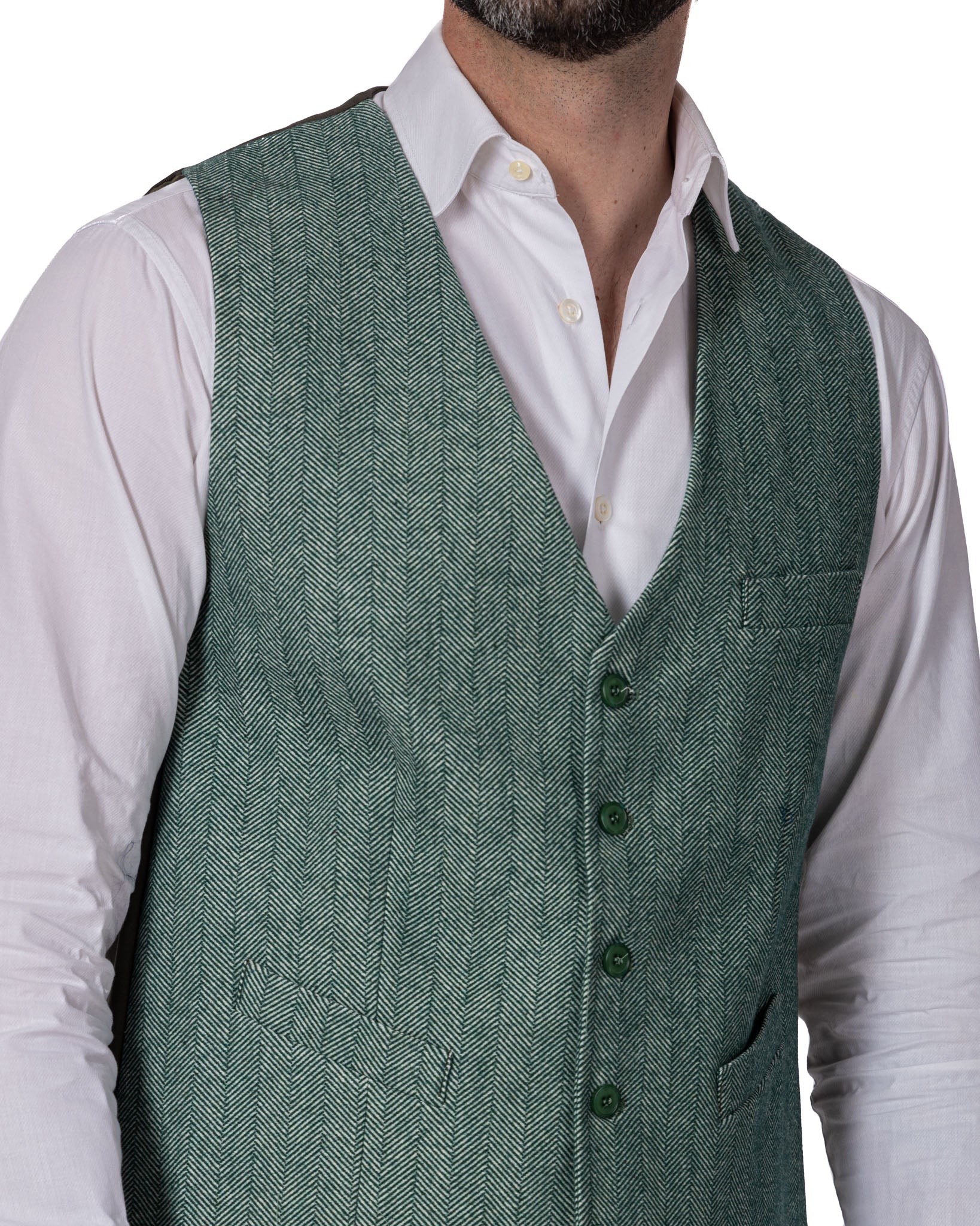 Laives - gilet monopetto spigato verde