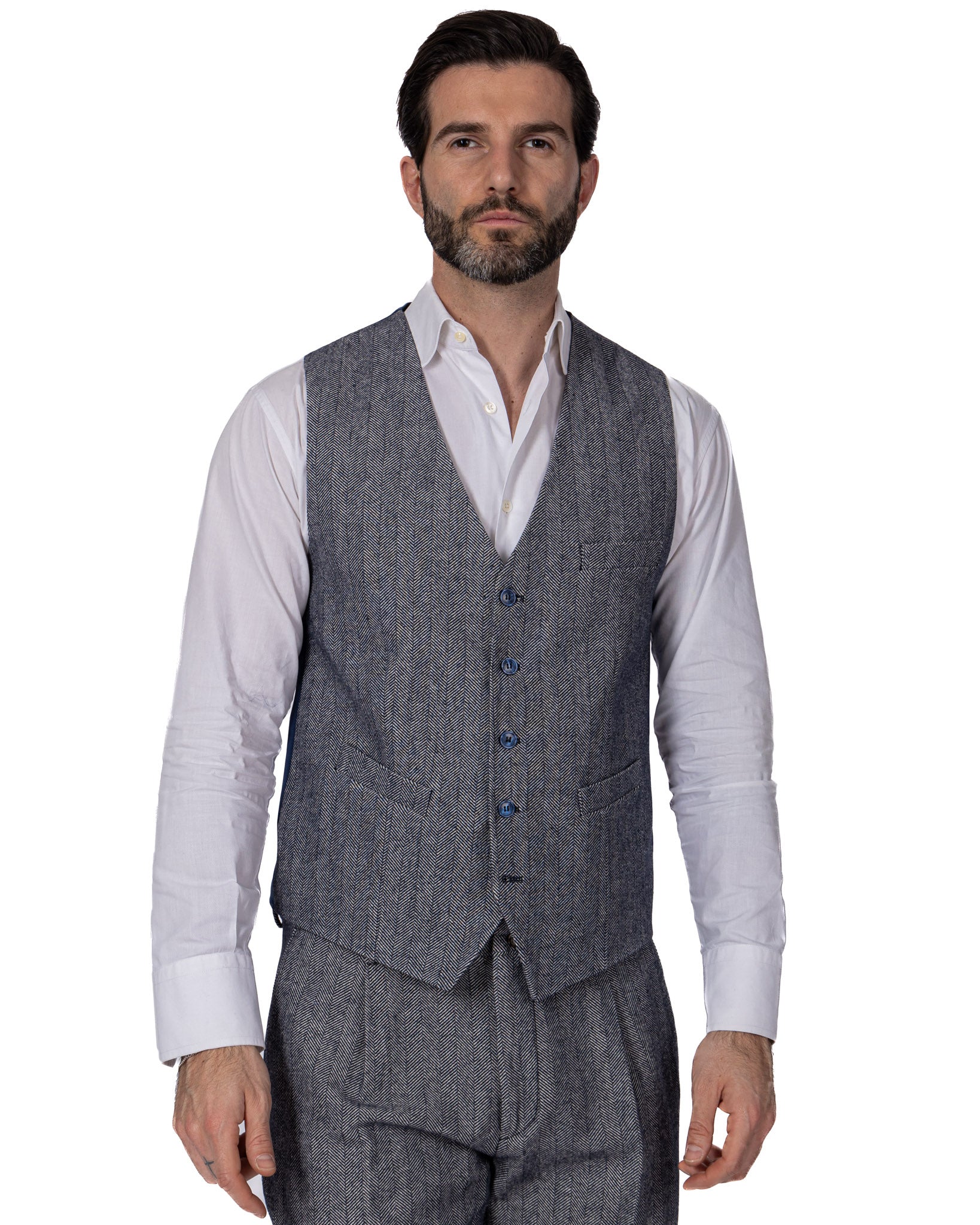 Laives - gilet monopetto spigato denim