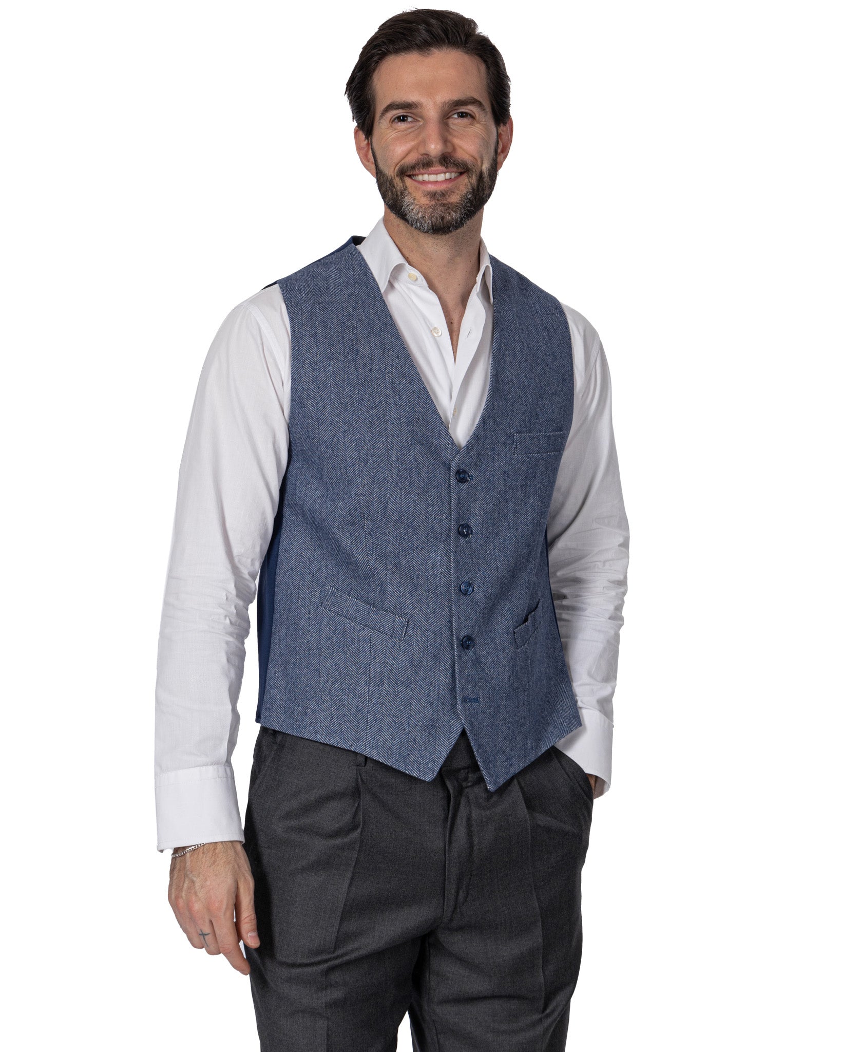 Laives - gilet monopetto spigato blu