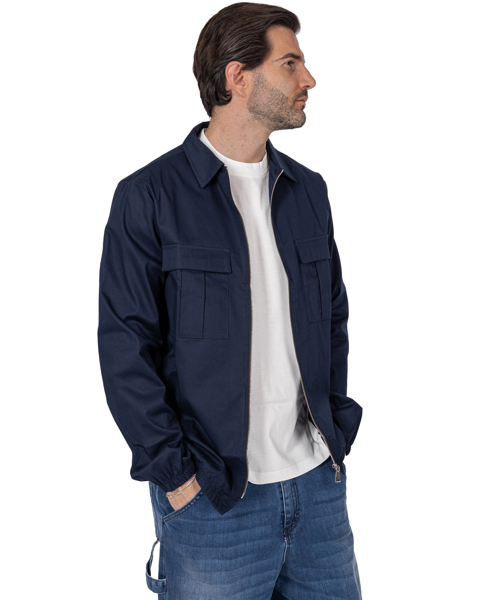 Wayne - Giacchetto con Zip Blu Navy