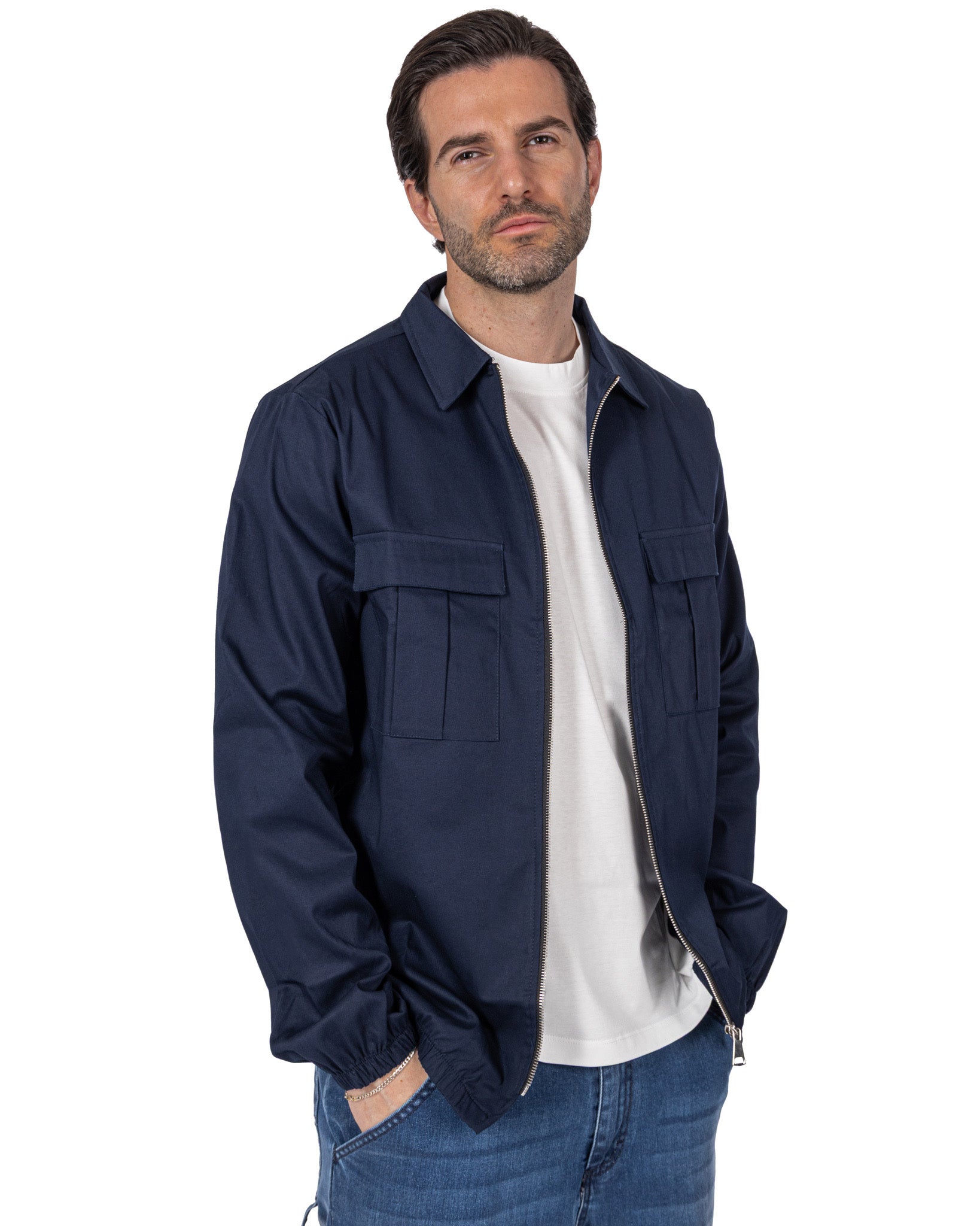 Wayne - Navy Blue Zip Up Jacket