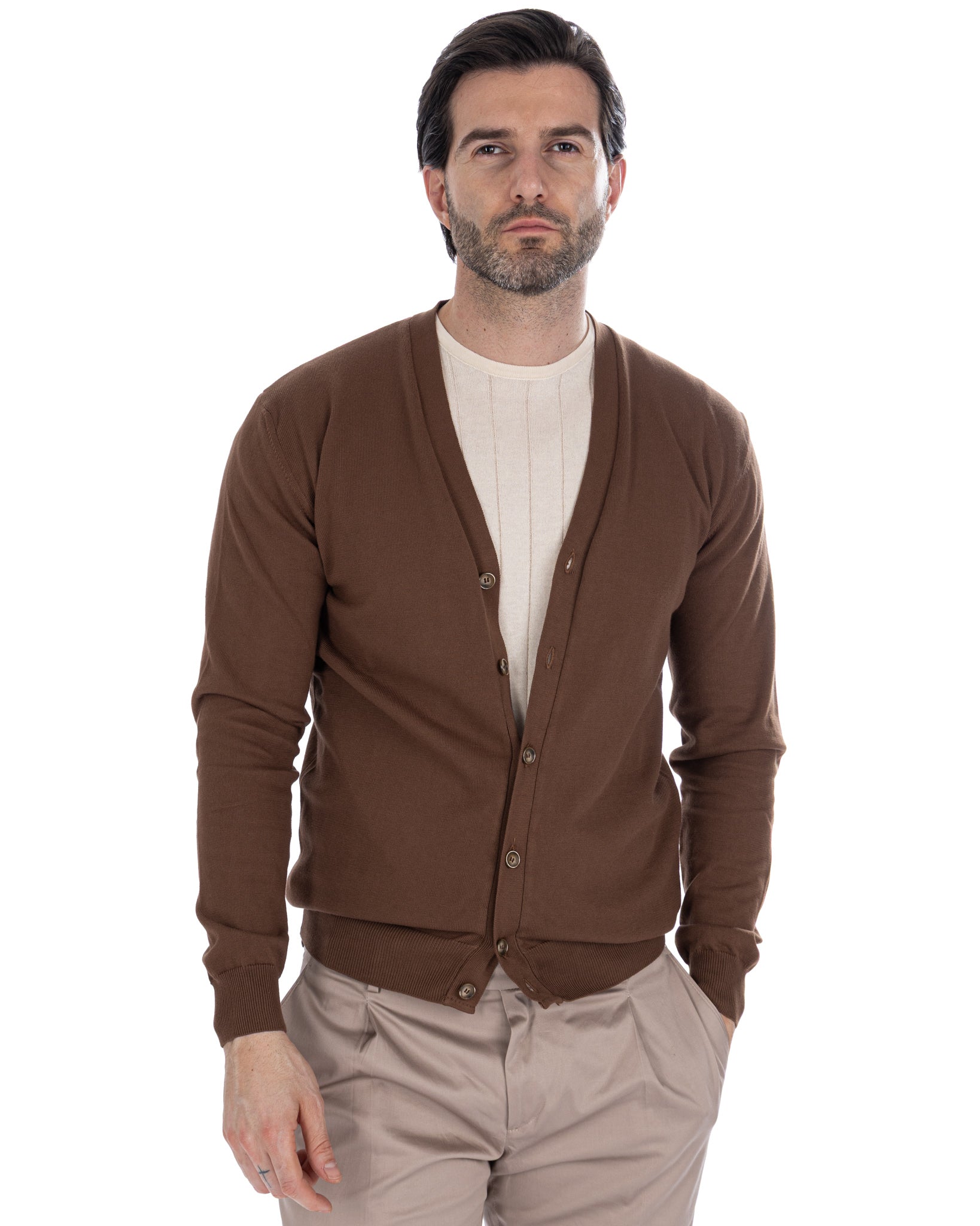 Alex - tobacco cotton cardigan