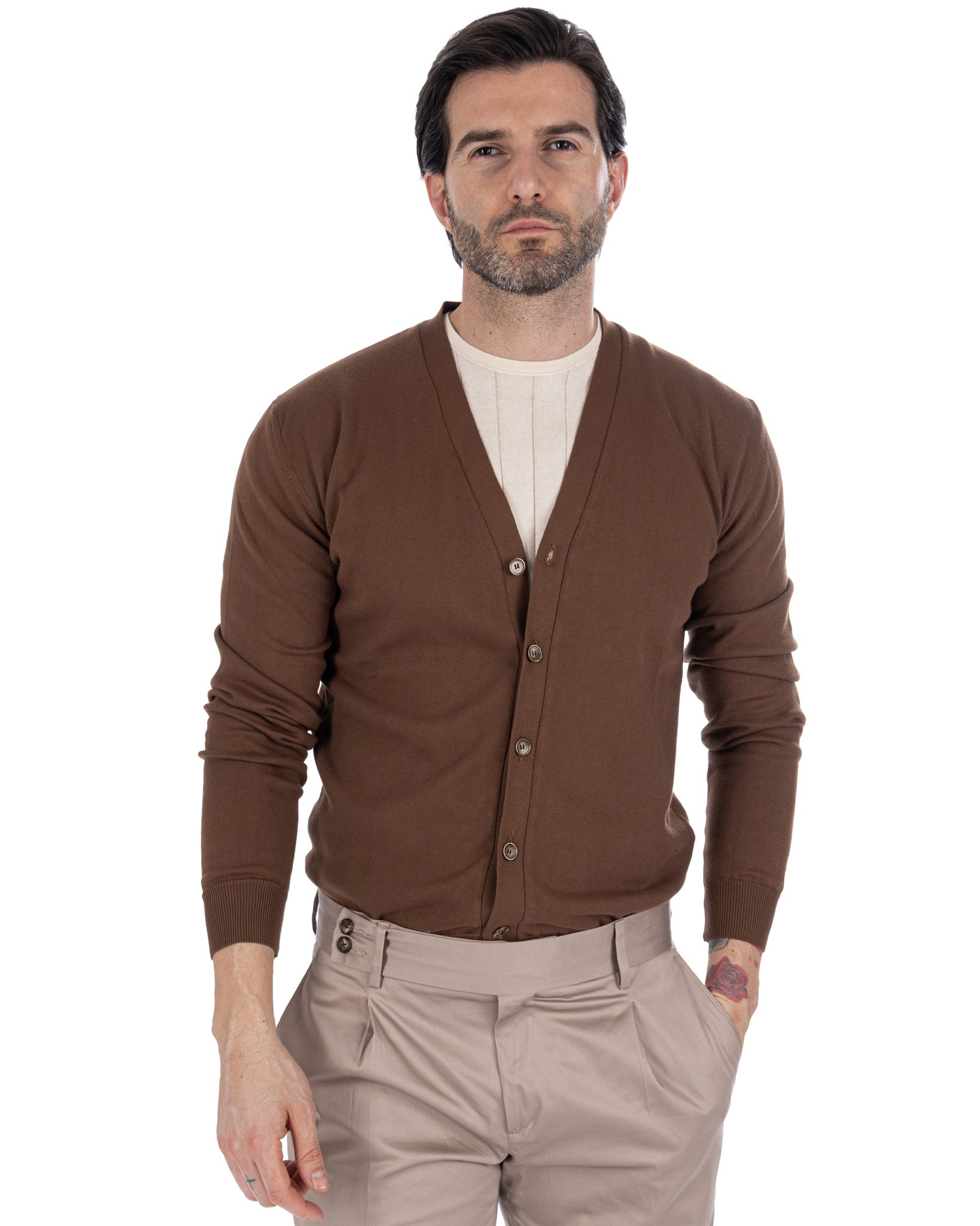 Alex - tobacco cotton cardigan