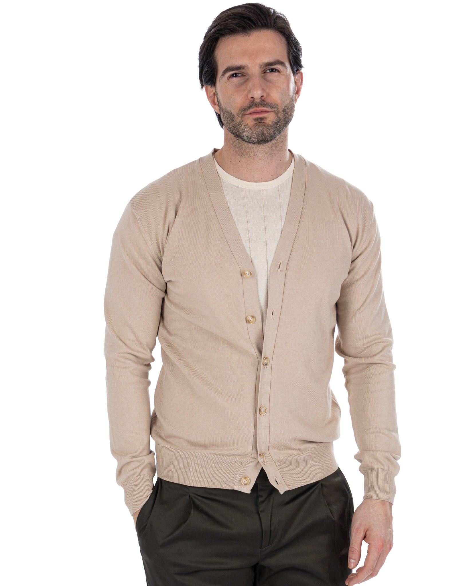 Alex - beige cotton cardigan