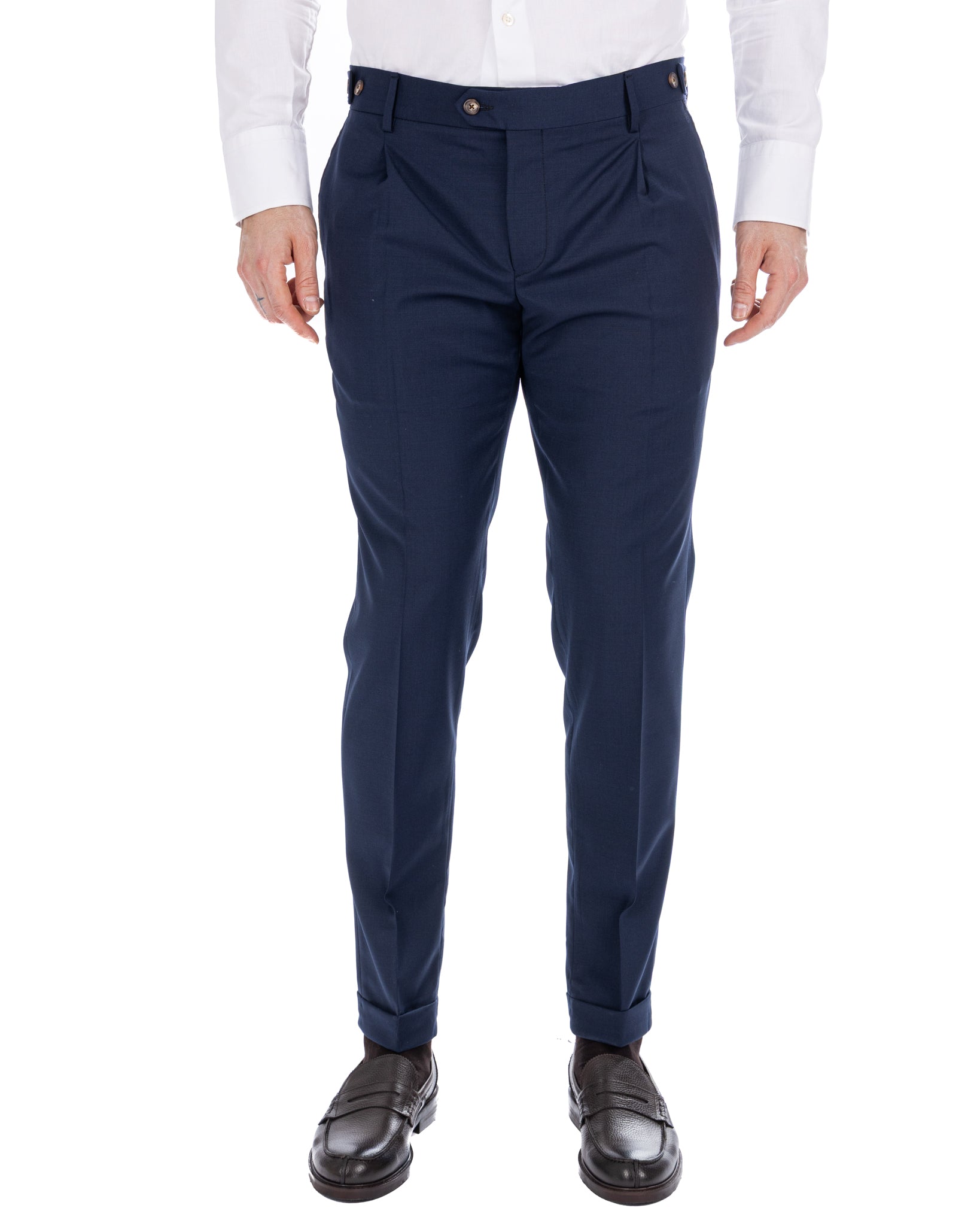 Victor - pantalone in misto lana blu