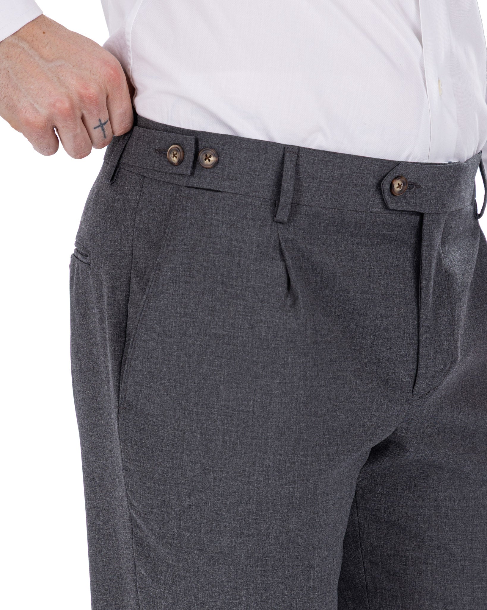 Victor - pantalone in misto lana antracite