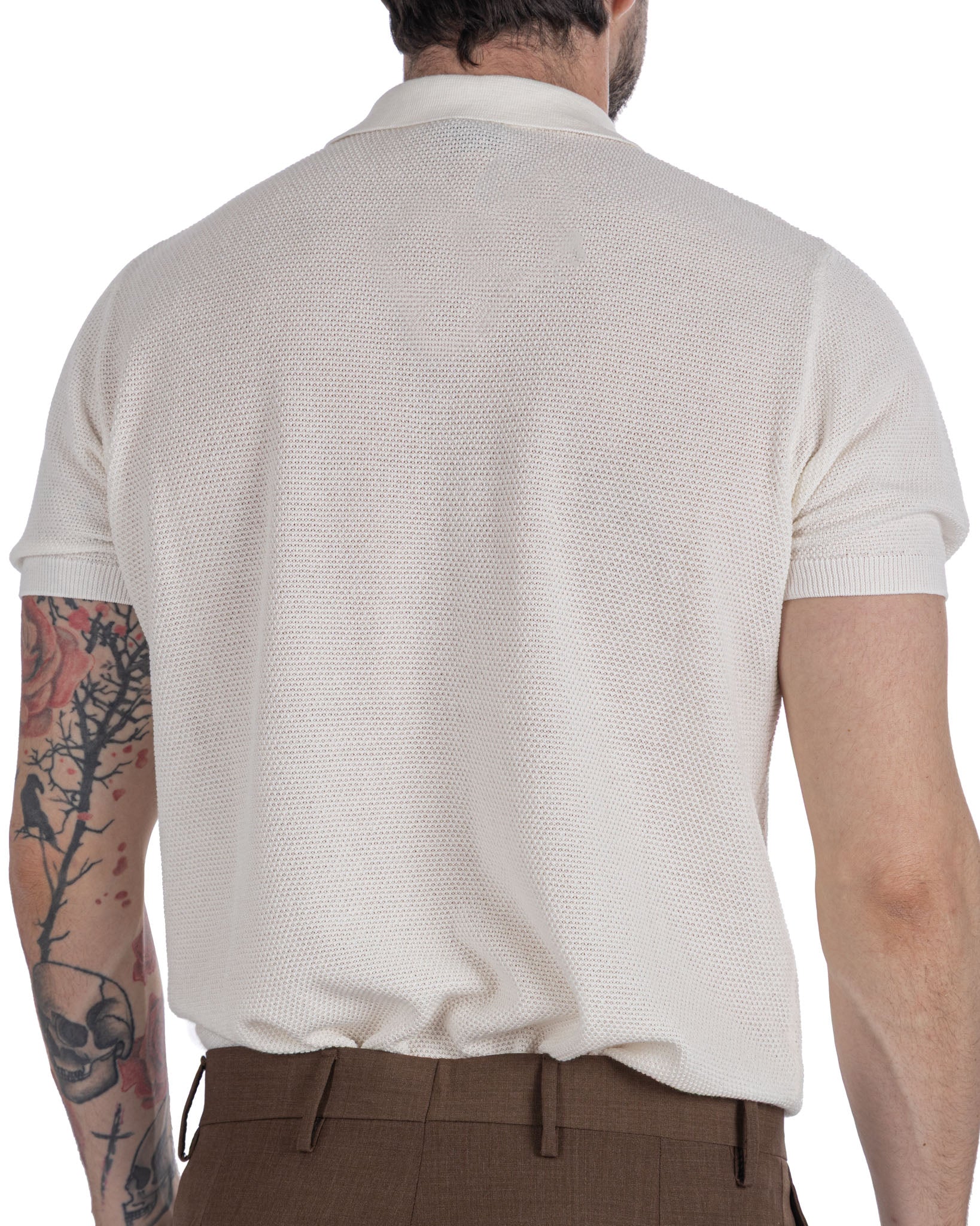 Rod - polo in maglia nido d'ape panna