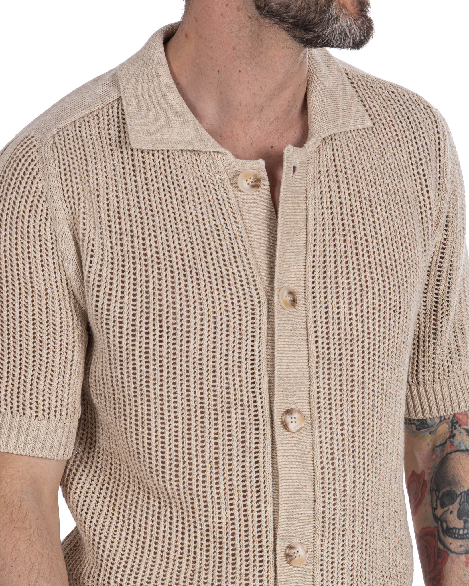 Culebrita - camicia traforata beige