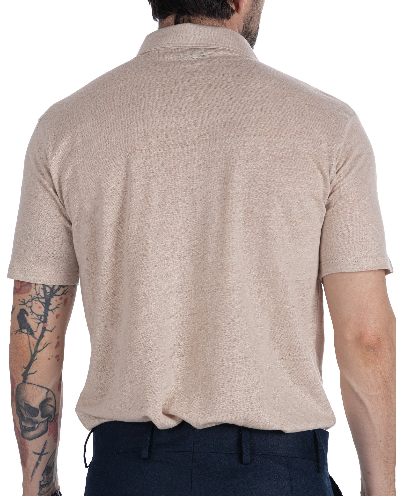 Marcos - polo in maglia in lino beige