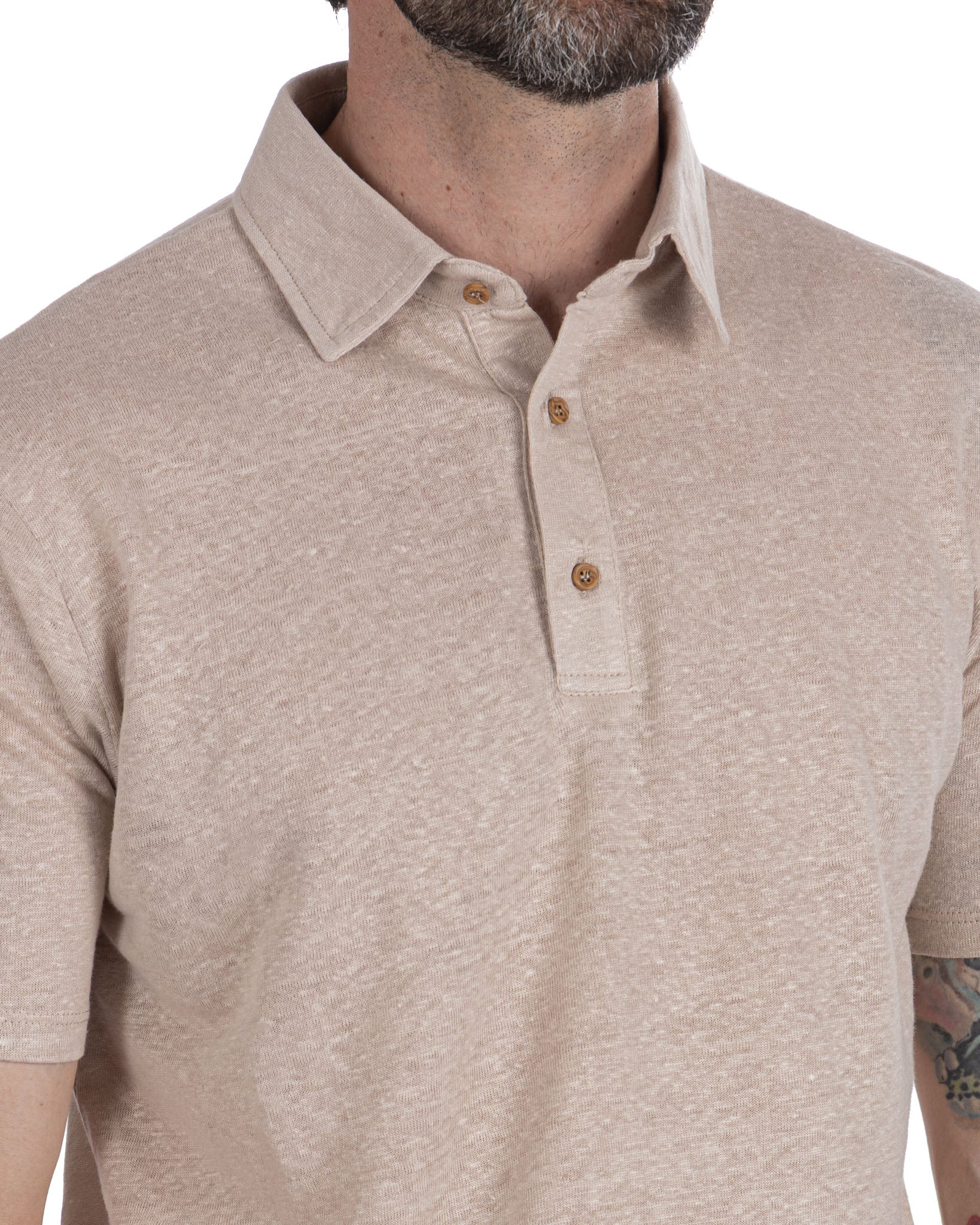 Marcos - polo in maglia in lino beige