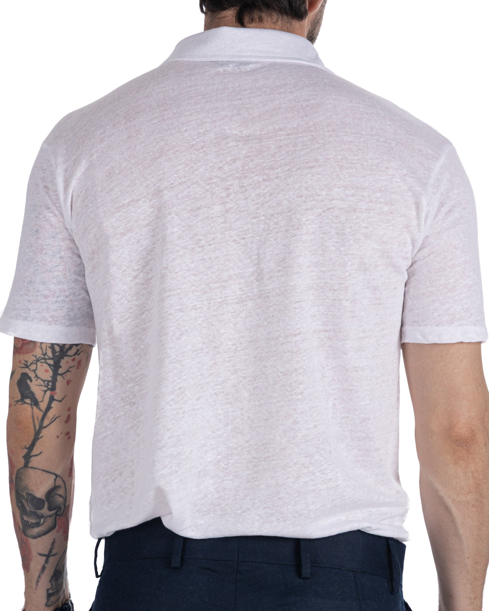 Marcos - polo in maglia in lino bianco