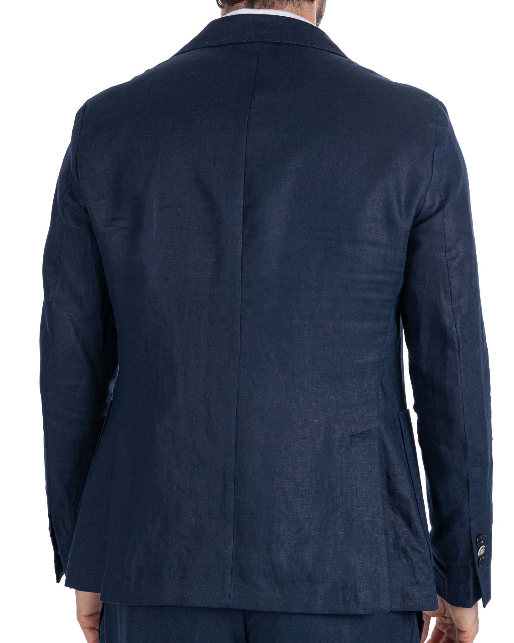 Narni - veste droite en pur lin bleu