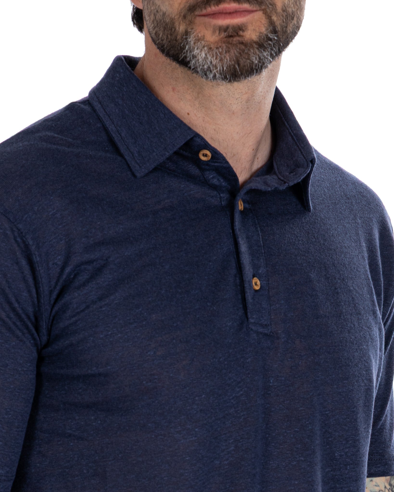 Marcos - polo in maglia in lino blu