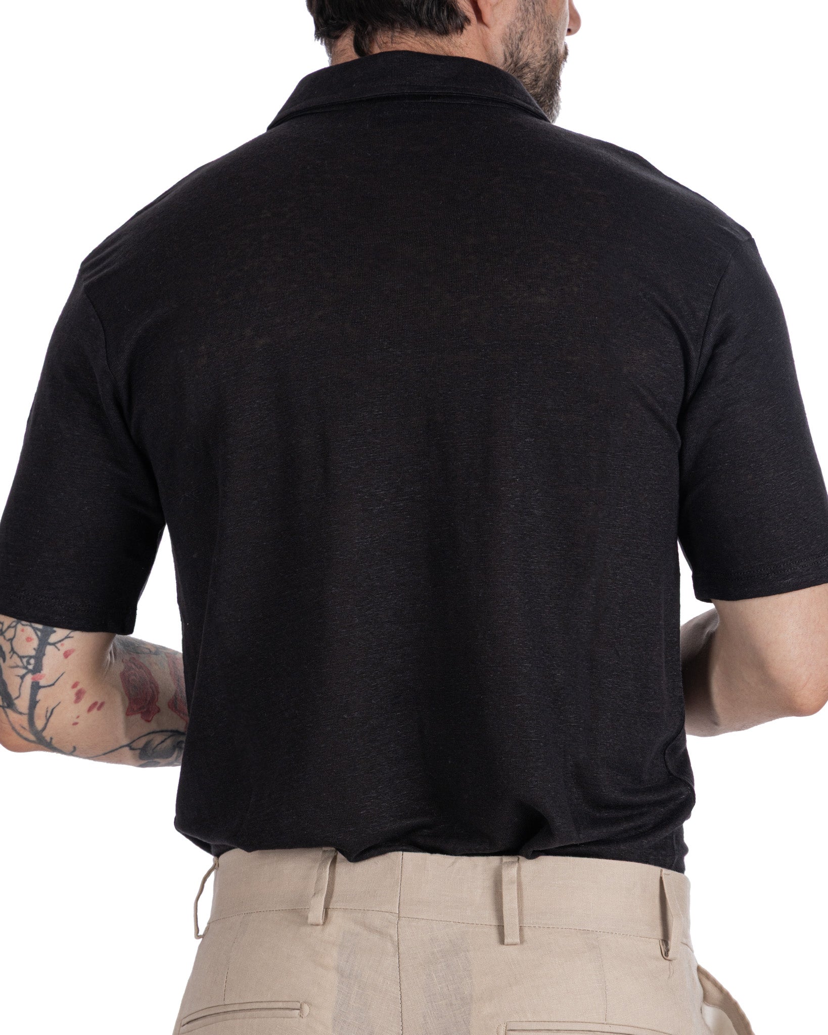 Marcos - polo in maglia in lino nera