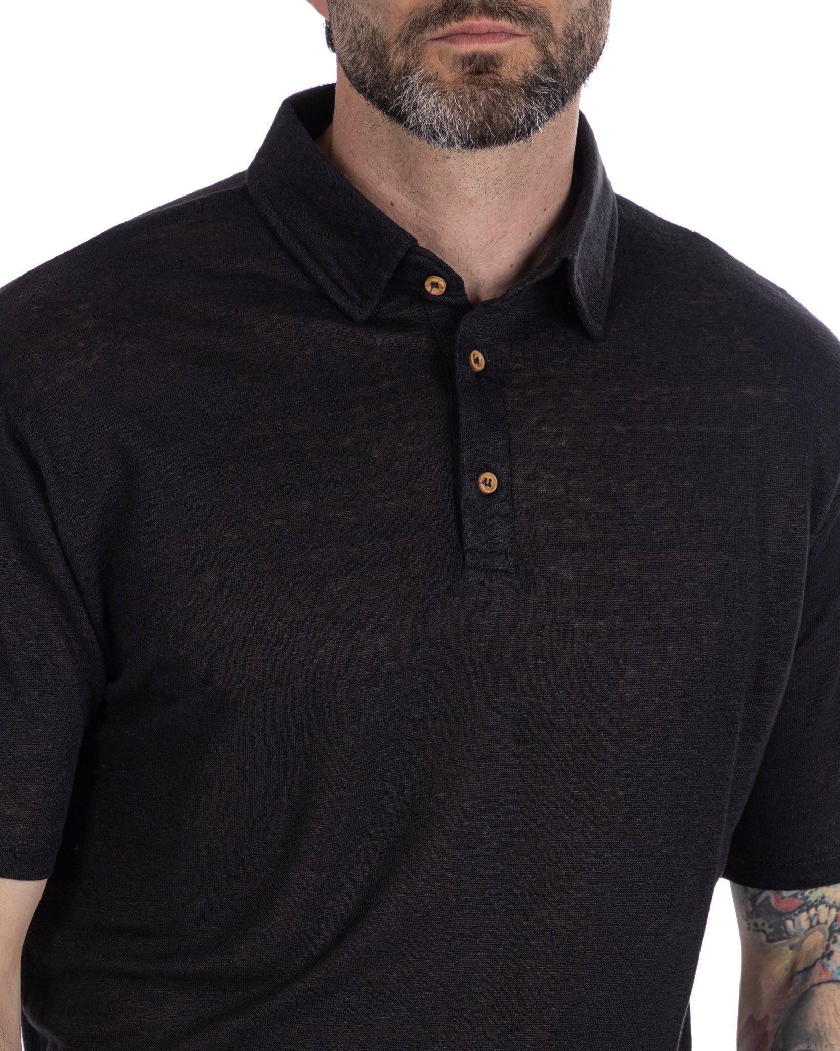 Marcos - polo in maglia in lino nera