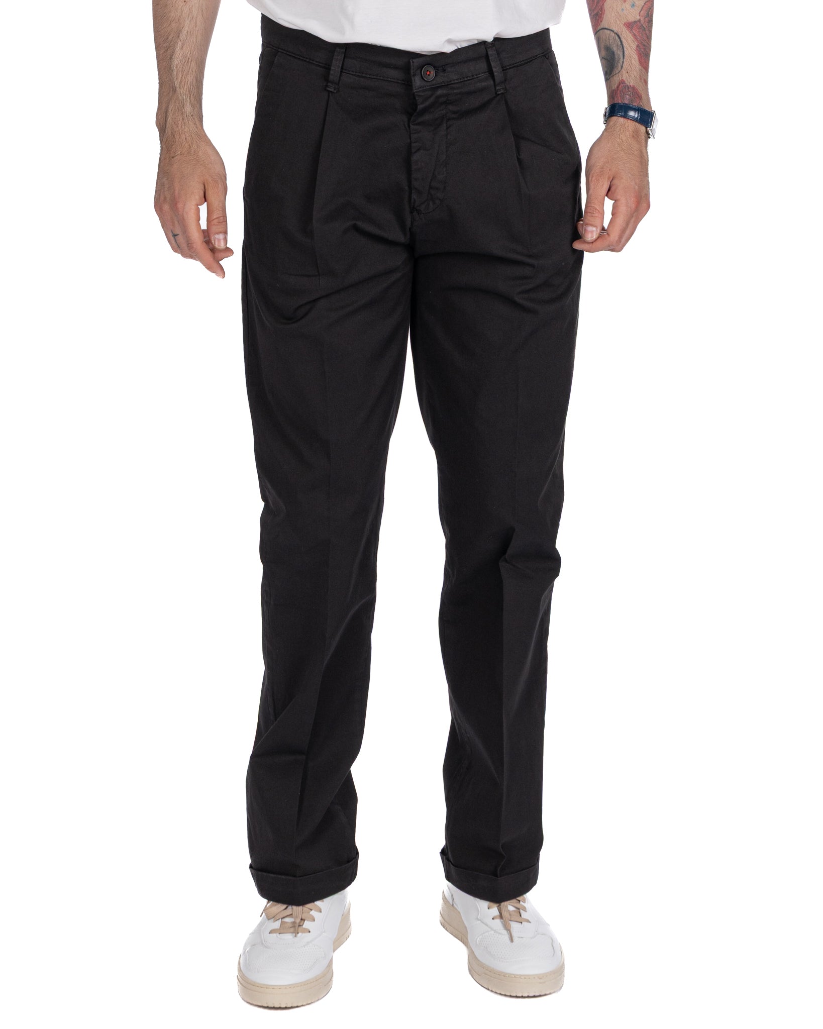 Seath - Pantalon large en coton noir