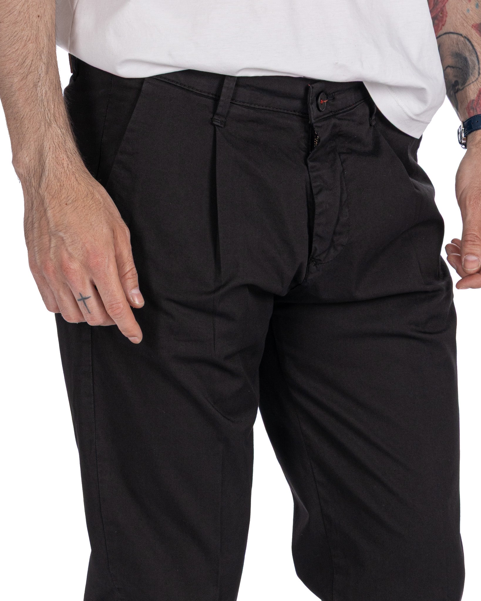 Seath - Pantalon large en coton noir