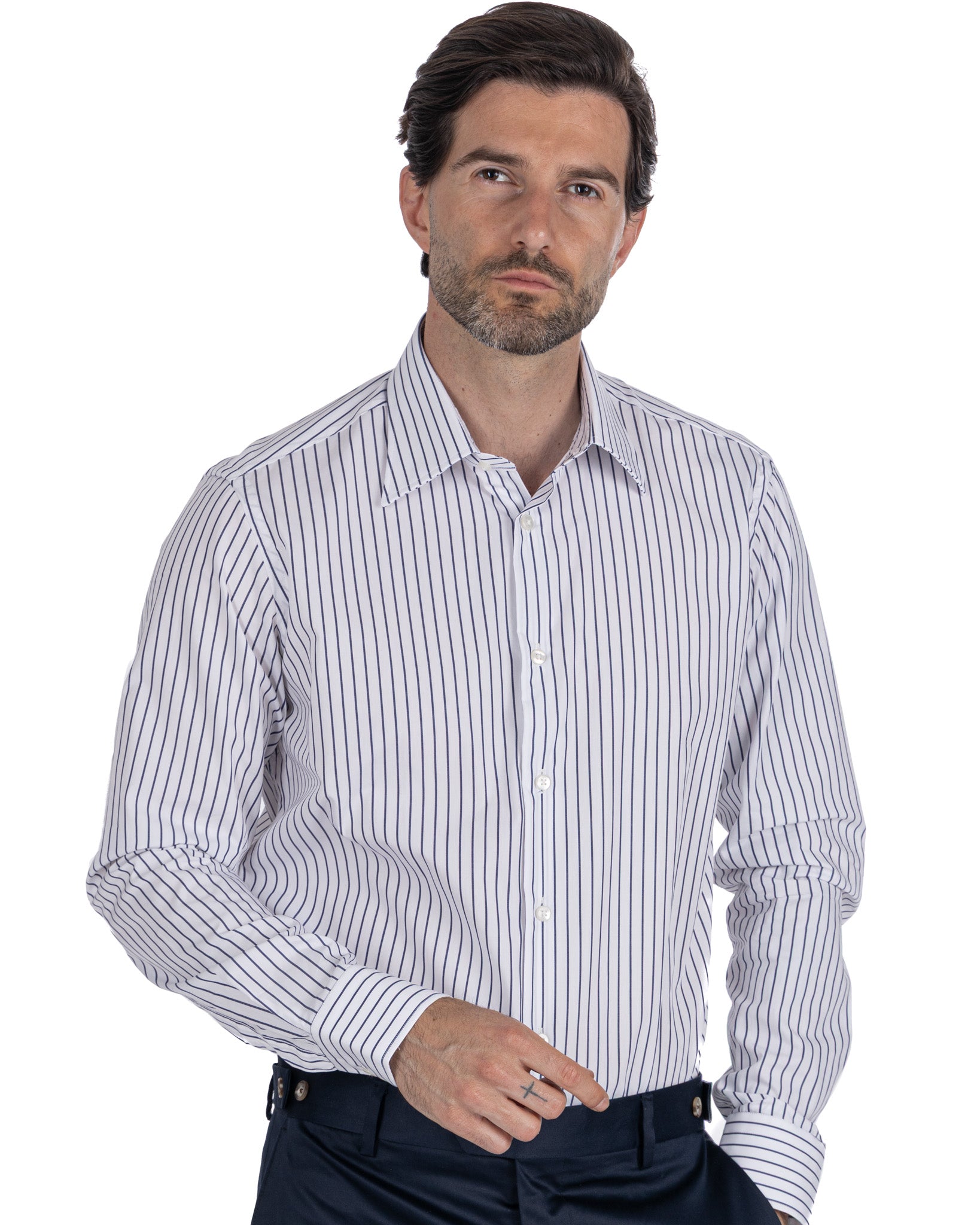 Walther - camicia righe blu in cotone