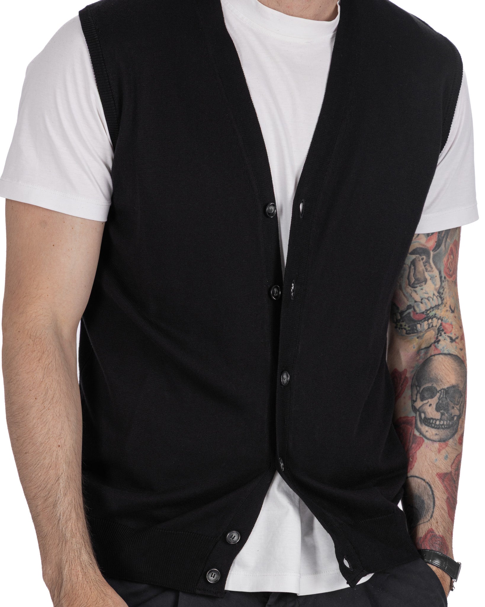 Logan - gilet in maglia di cotone nero