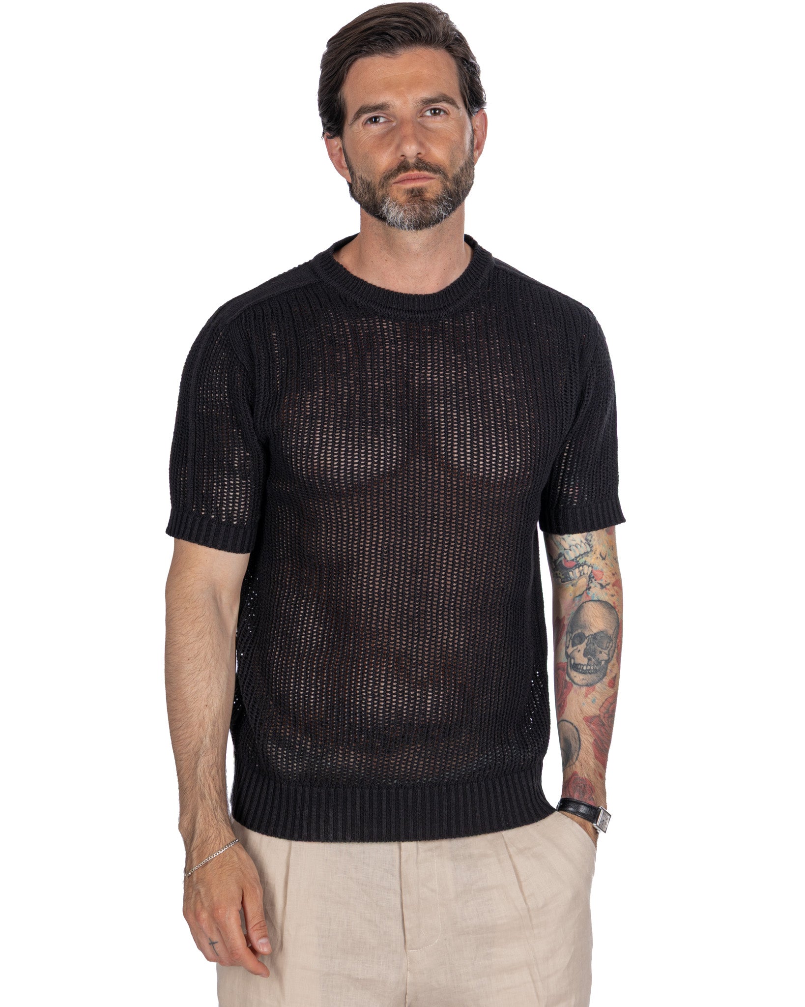 Grigor - t-shirt oversize perforé noir