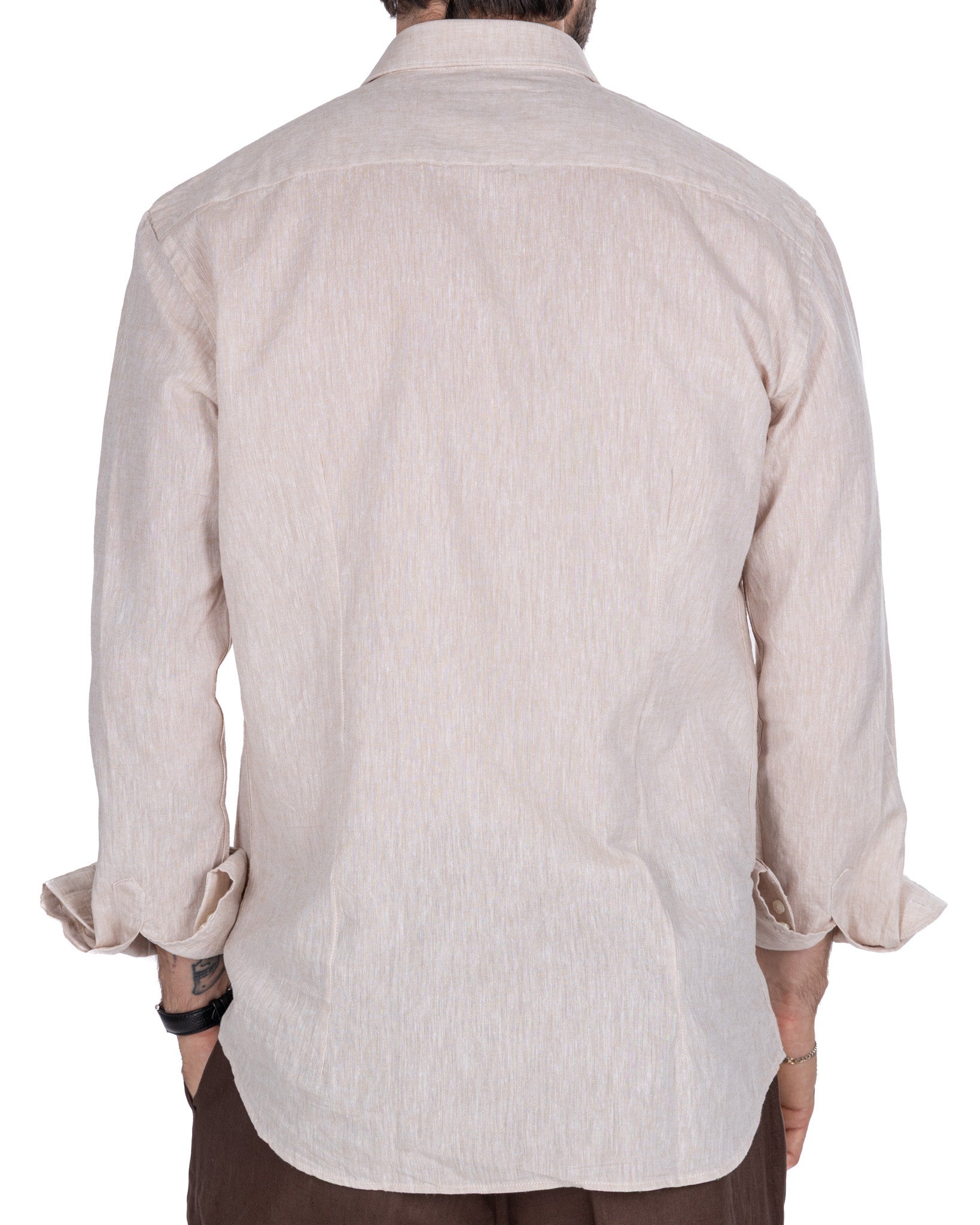Rennes - chemise en lin mélangé beige chiné