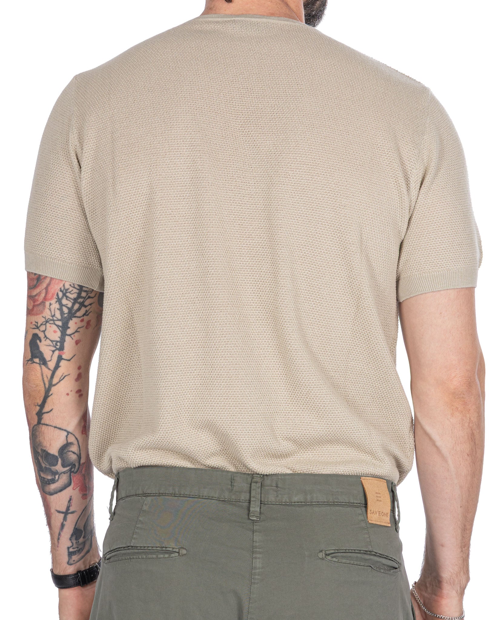 Luciano - t-shirt en maille nid d'abeille crème