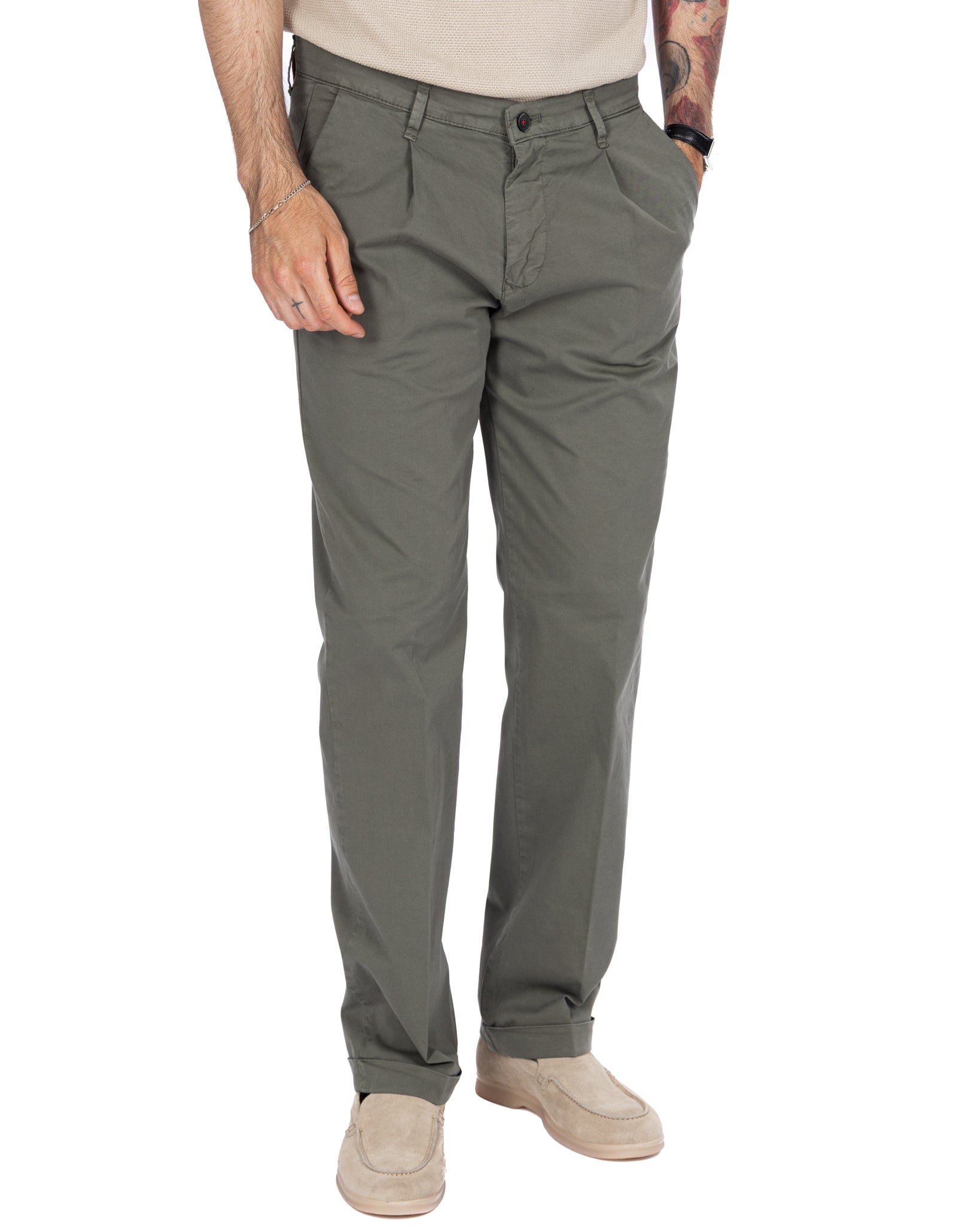 Seath - military wide cotton trousers