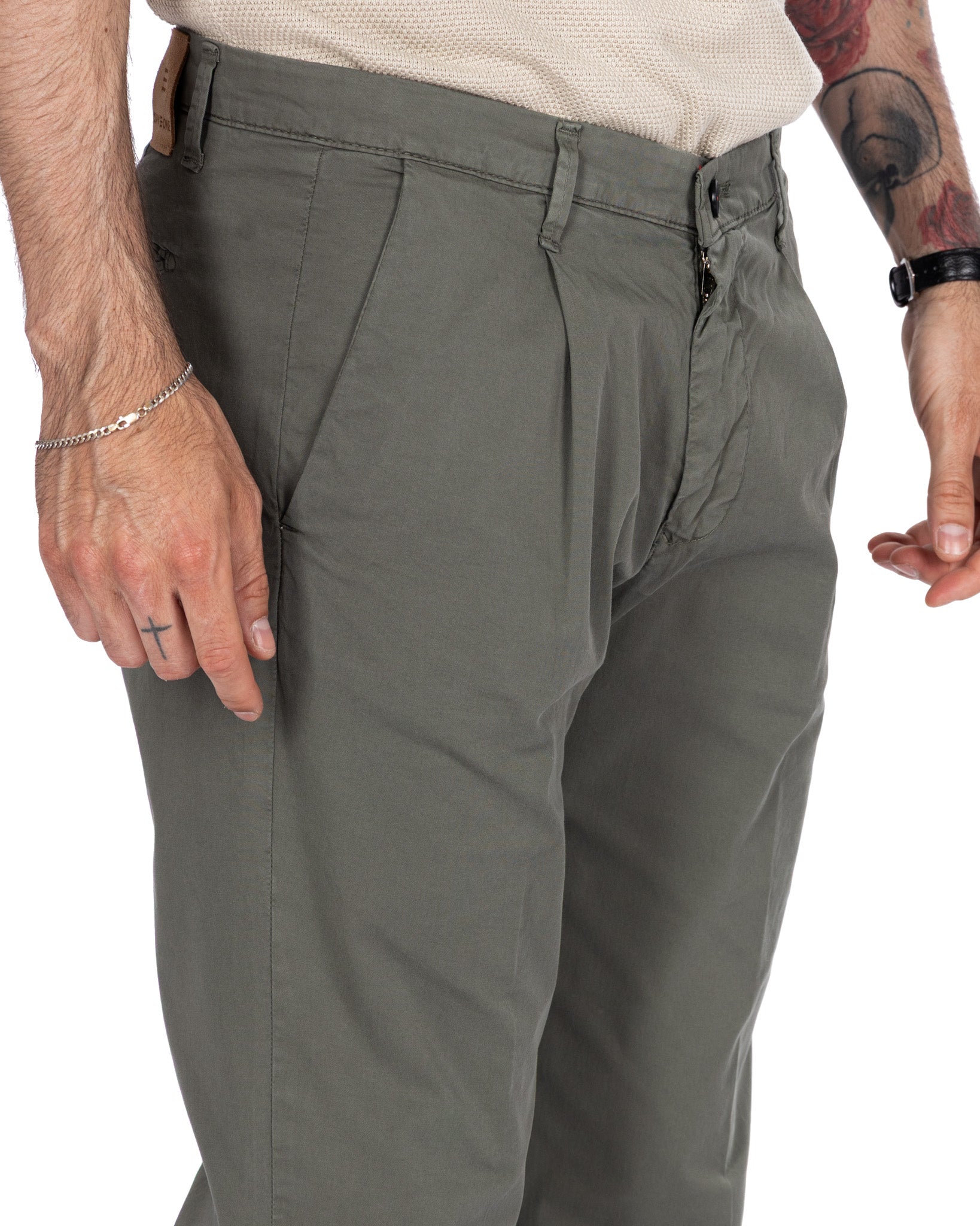 Seath - military wide cotton trousers