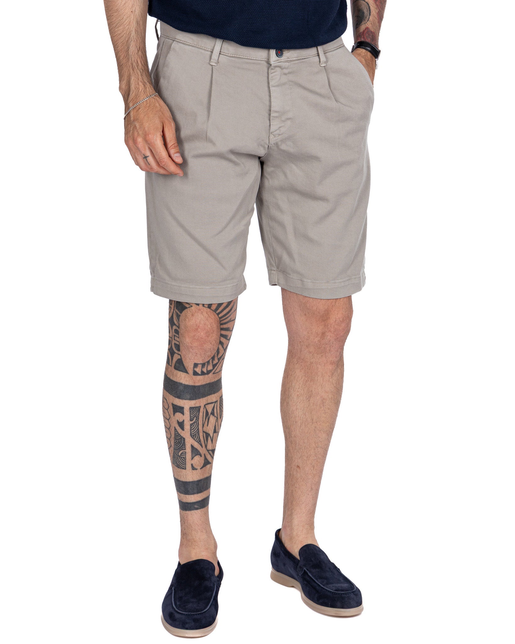 Easton - high waisted string bermuda shorts with pleats