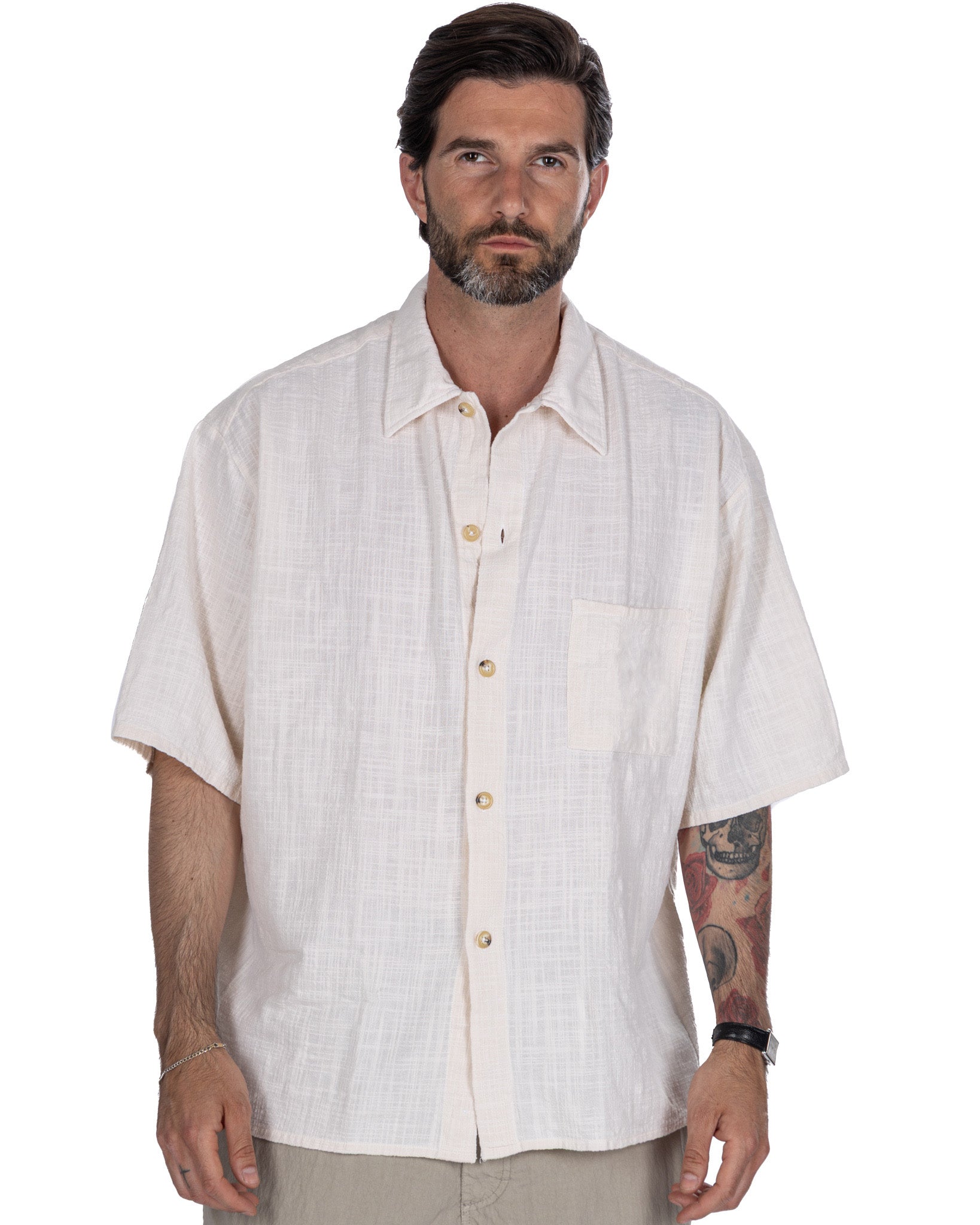 Madeira - camicia armaturata oversize panna