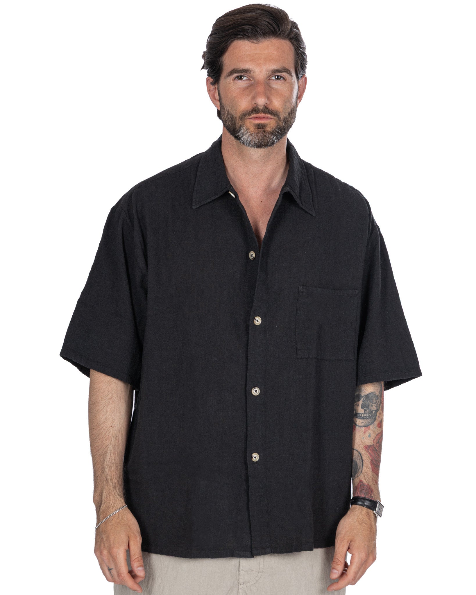 Madeira - chemise texturée oversize noire