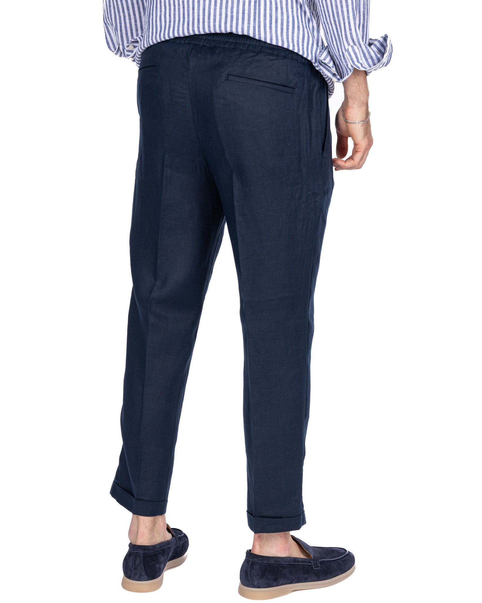 Cary - pure blue linen trousers
