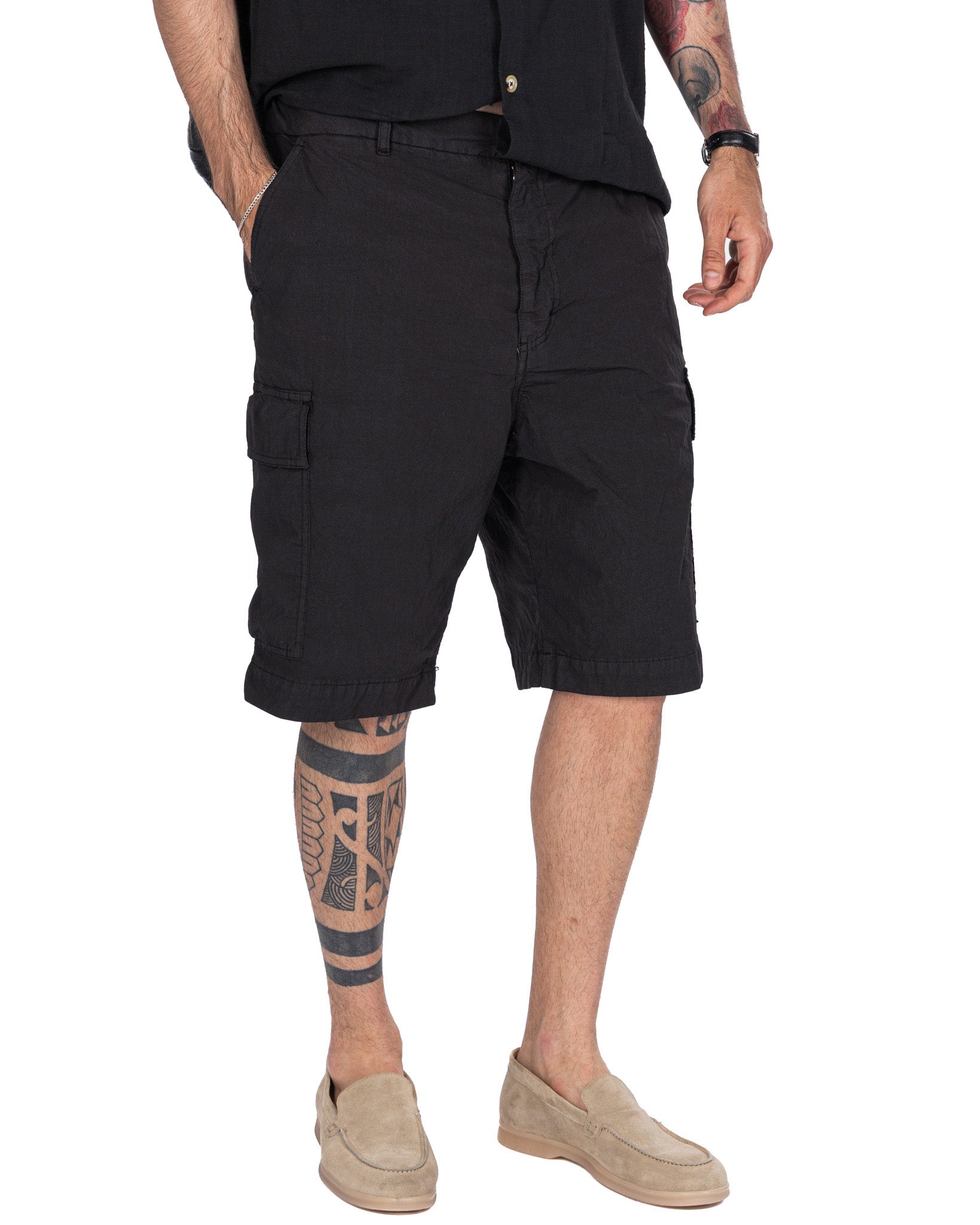 Hunter - bermuda cargo armaturato nero
